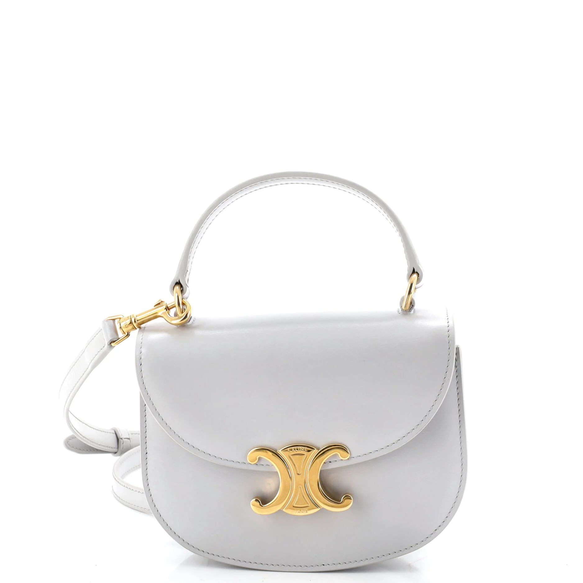 Triomphe Besace Clea Top Handle Flap Bag Leather Mini