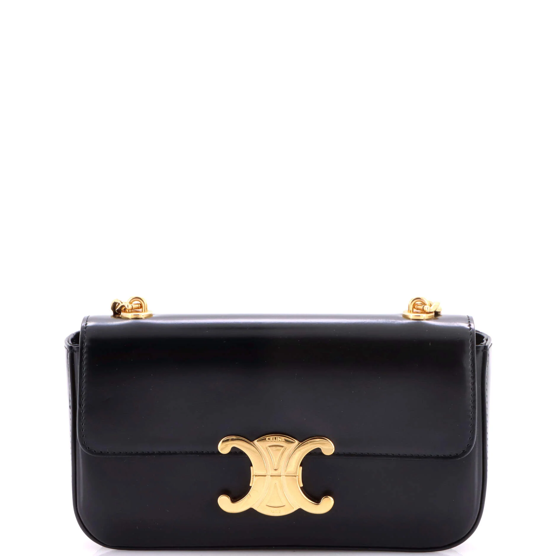 Triomphe Chain Shoulder Bag Leather Small
