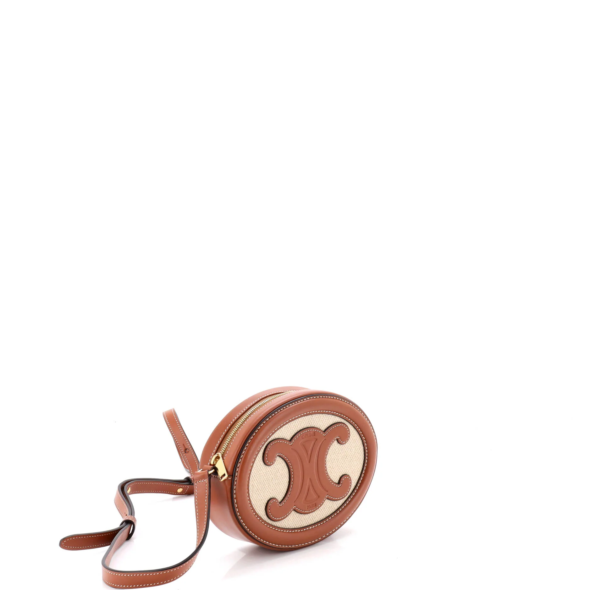 Triomphe Oval Crossbody Bag Canvas and Leather - Image 2