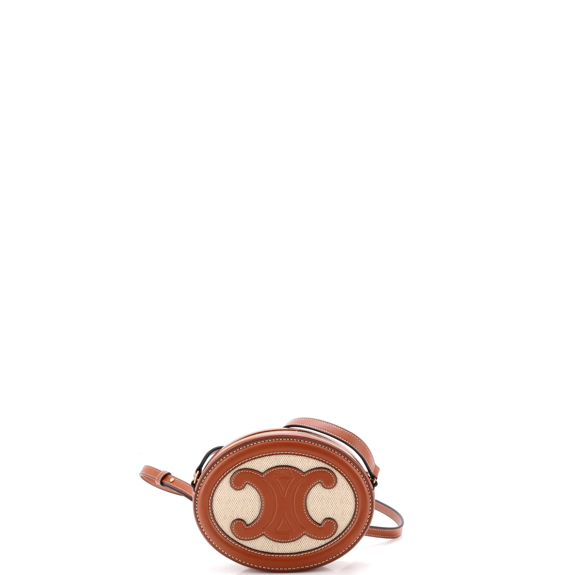 Triomphe Oval Crossbody Bag Canvas and Leather - Image 3