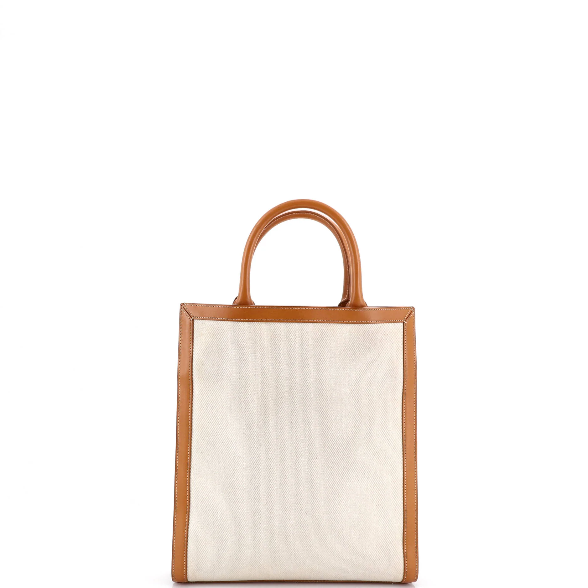 Vertical Cabas Tote Canvas with Leather Small - Image 3