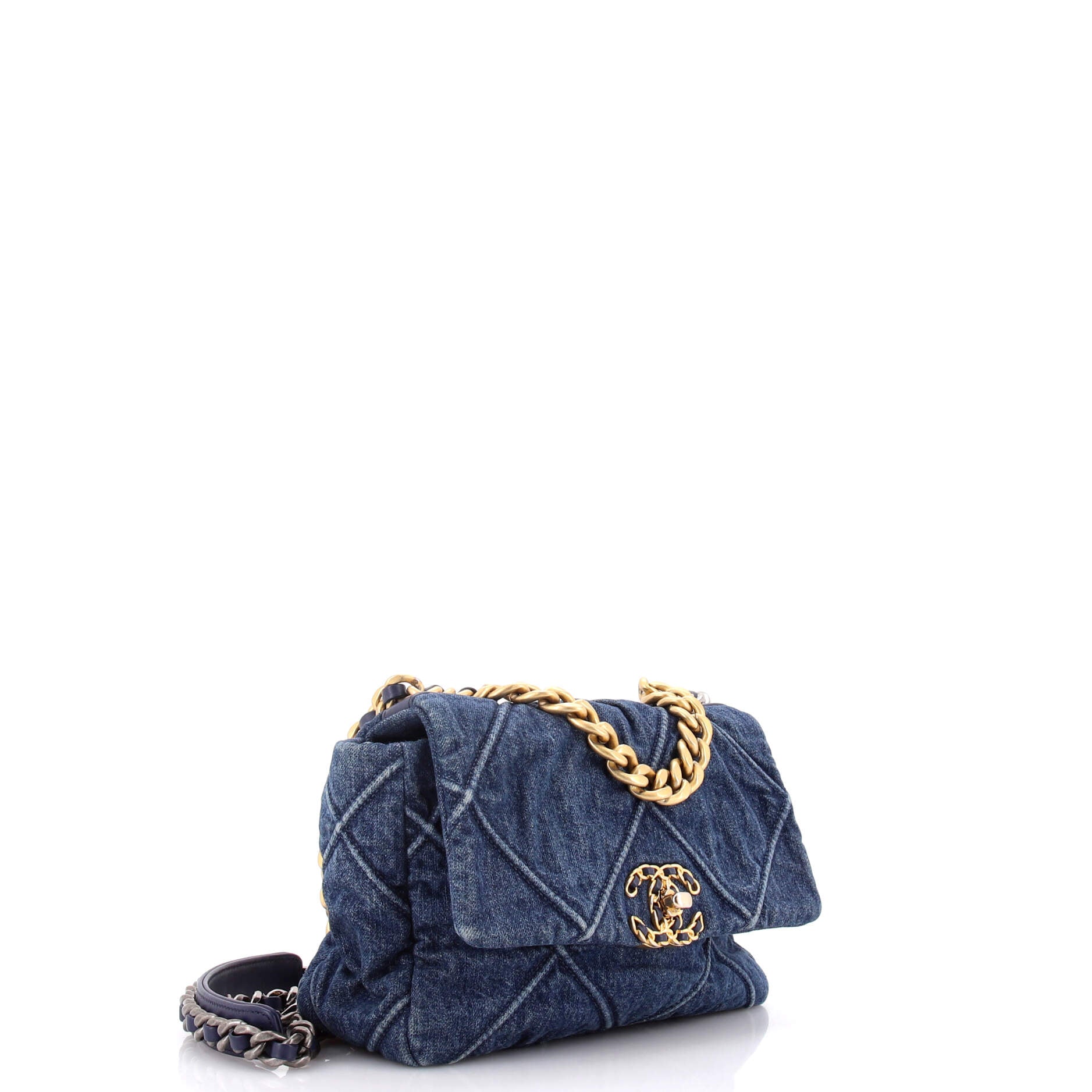 19 Flap Bag Quilted Denim Medium - Image 2