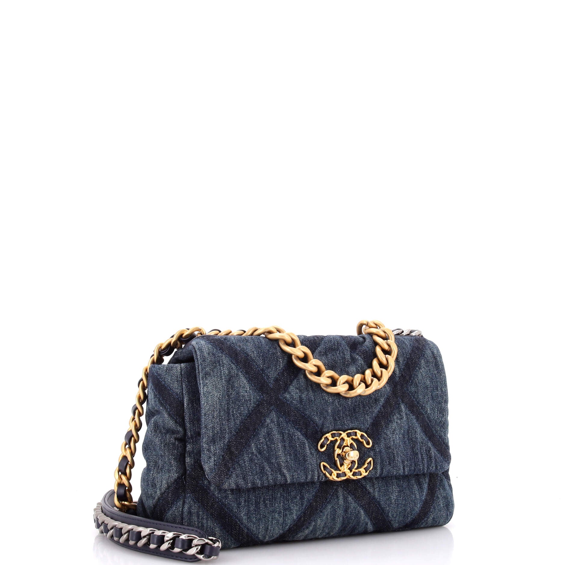19 Flap Bag Quilted Denim Medium - Image 2