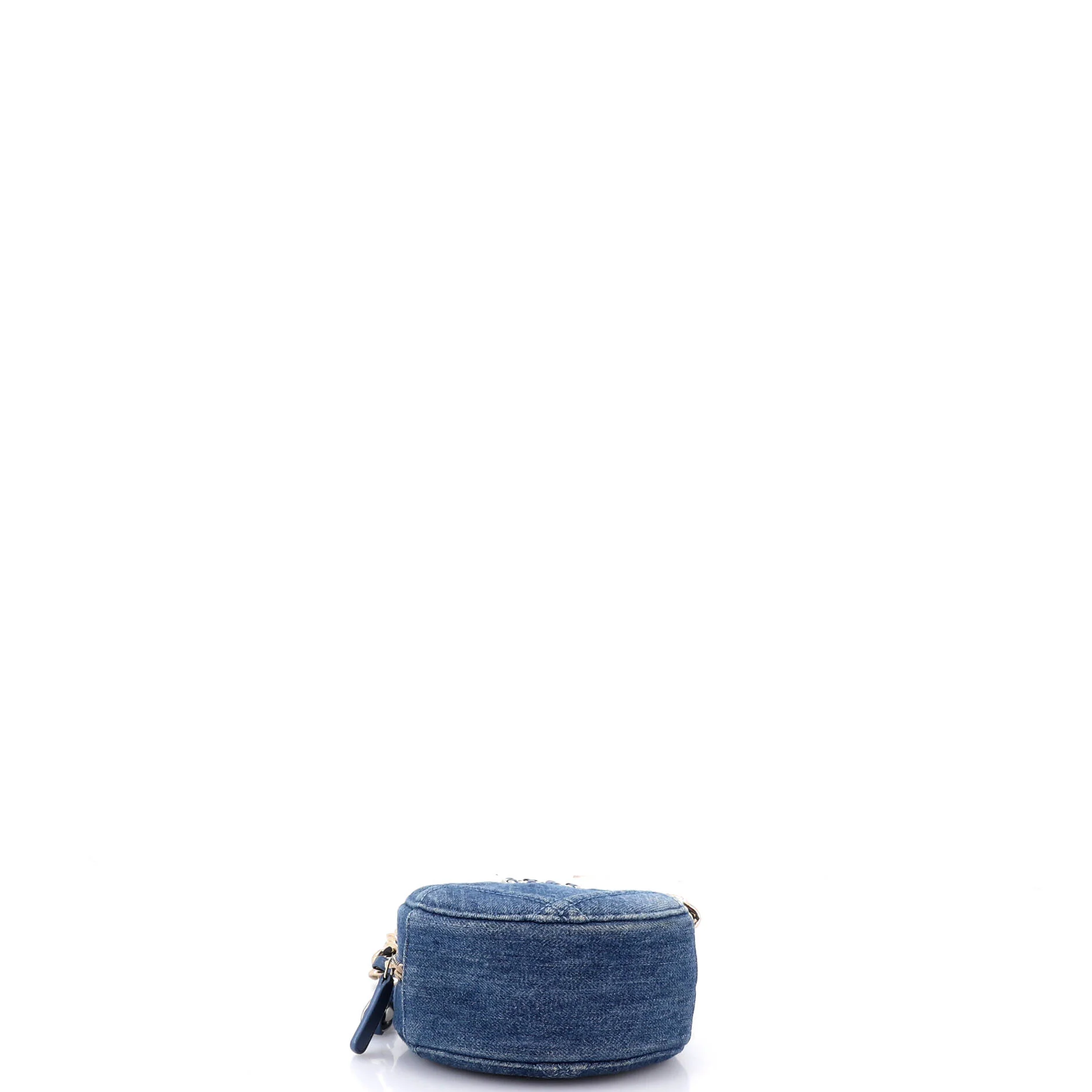 19 Round Clutch with Chain Quilted Denim - Image 4