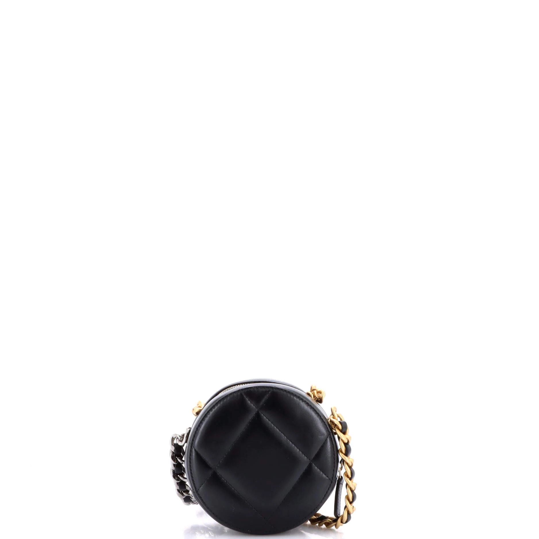 19 Round Clutch with Chain Quilted Leather - Image 3
