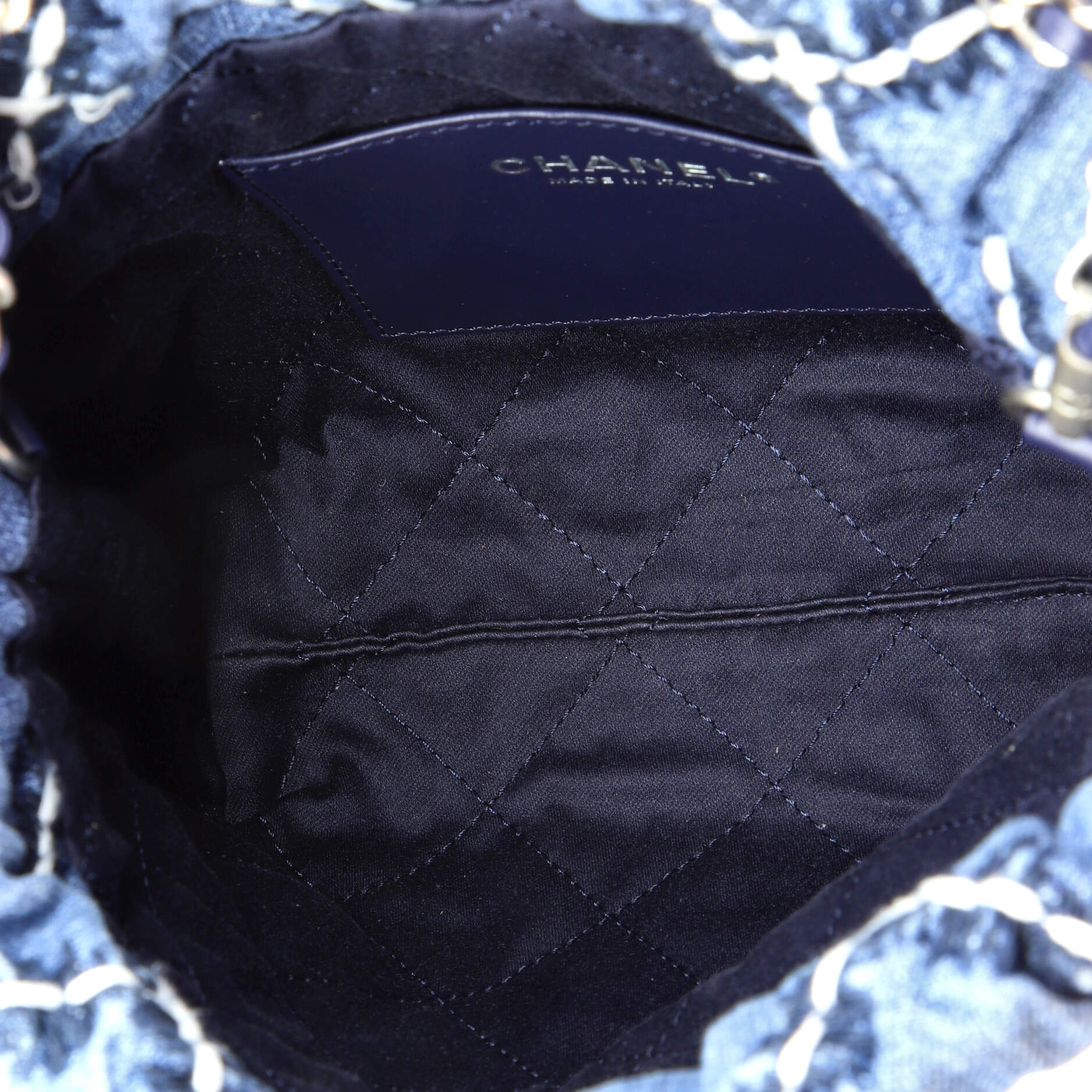 22 Chain Hobo Quilted Stitched Denim Mini - Image 5