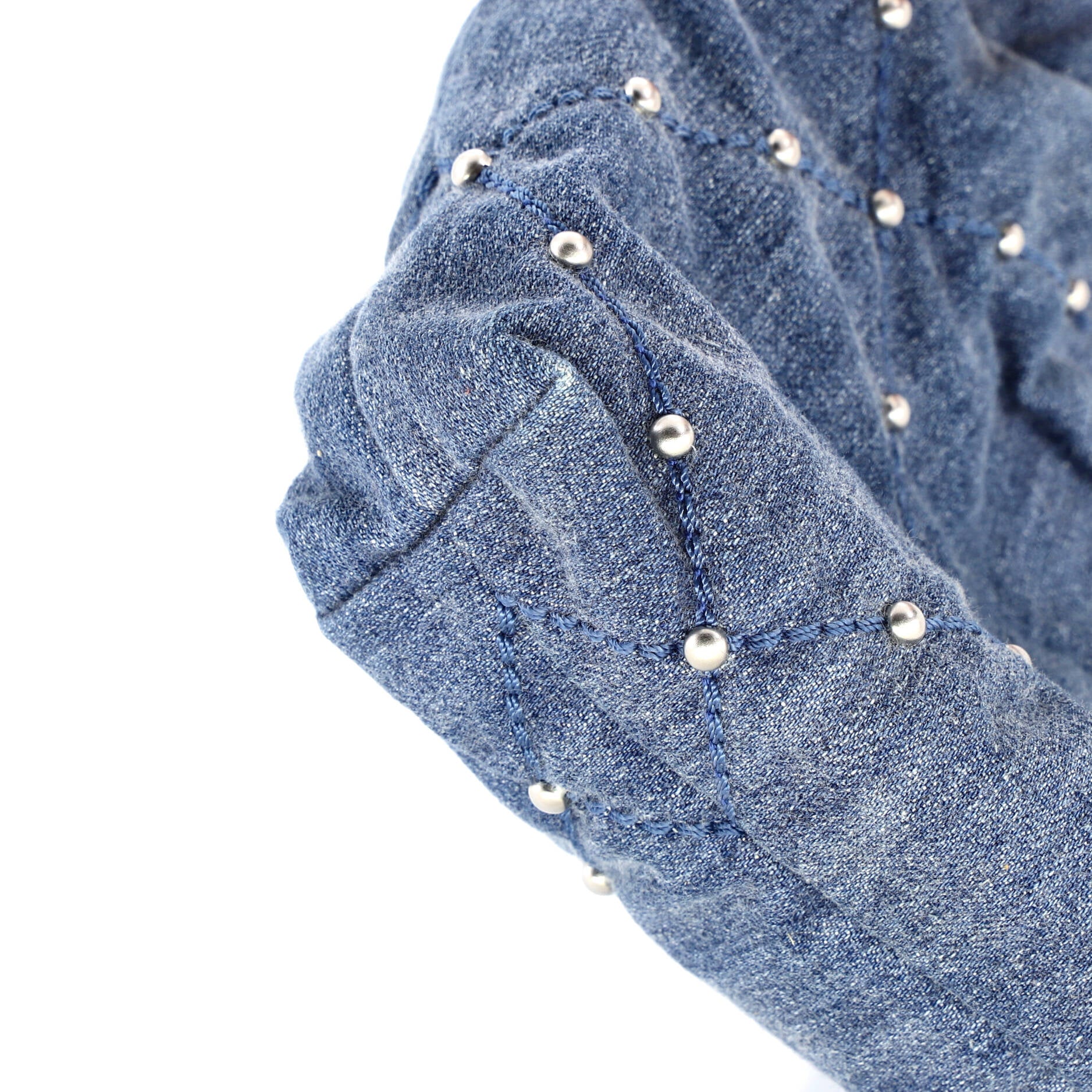 22 Chain Hobo Quilted Studded Denim Mini - Image 7