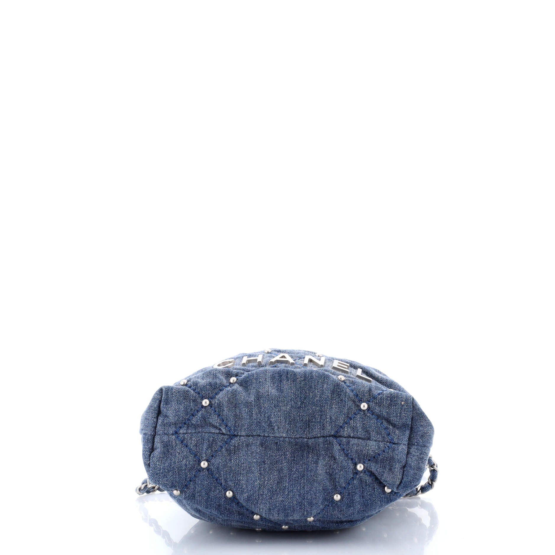 22 Chain Hobo Quilted Studded Denim Mini - Image 4