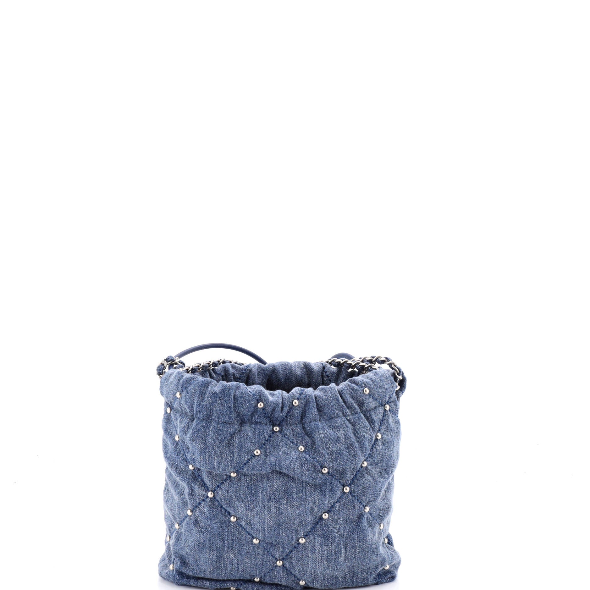 22 Chain Hobo Quilted Studded Denim Mini - Image 3