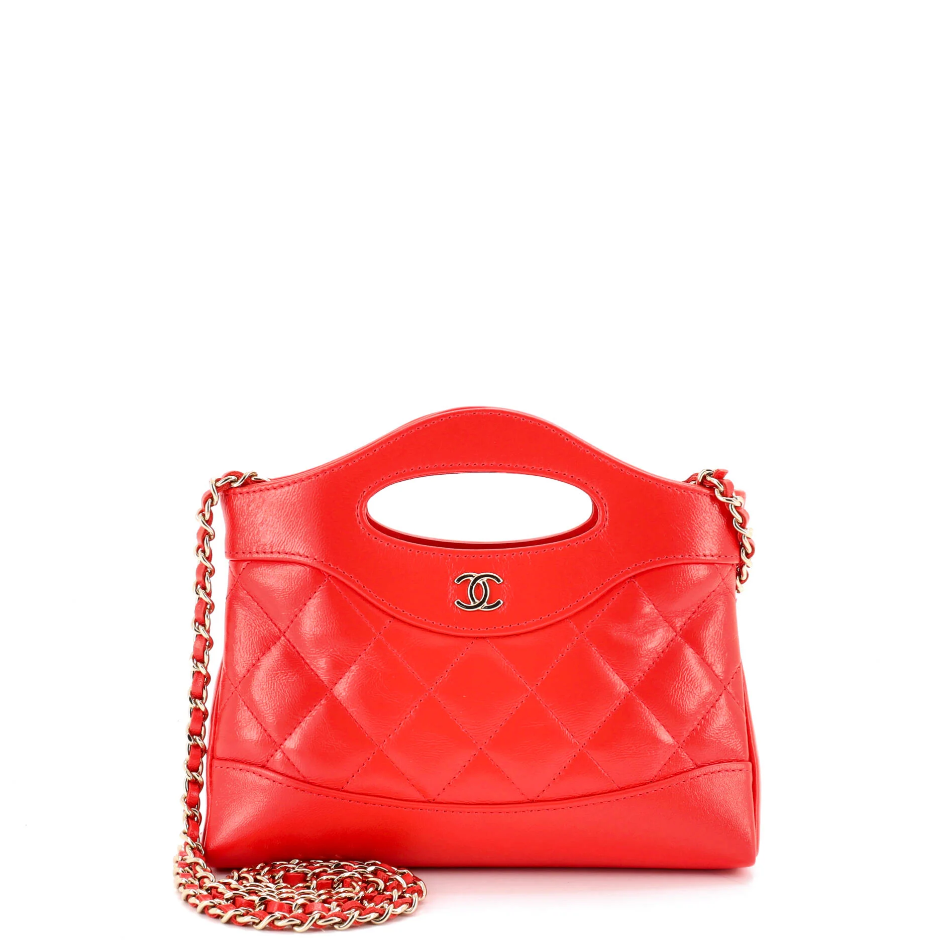 31 Shopping Bag Clutch with Chain Quilted Lambskin Small