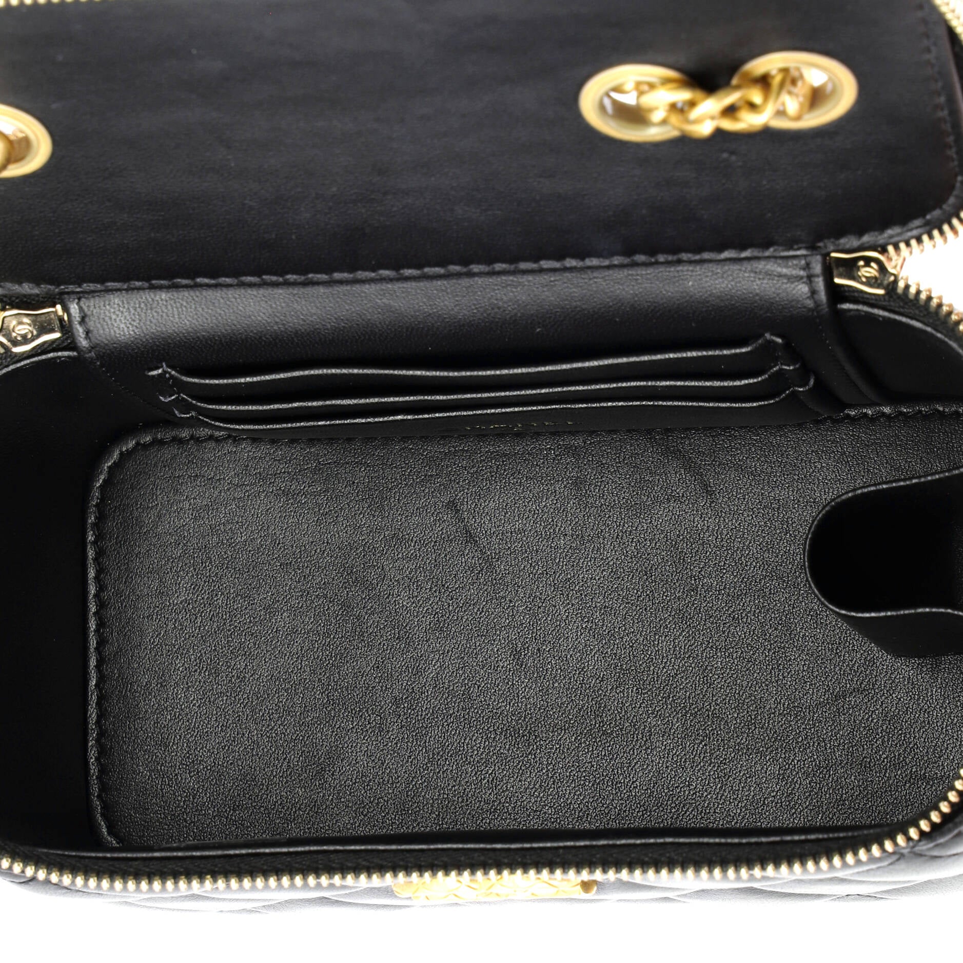 All Slide Long Vanity Case with Chain Quilted Lambskin Small - Image 5
