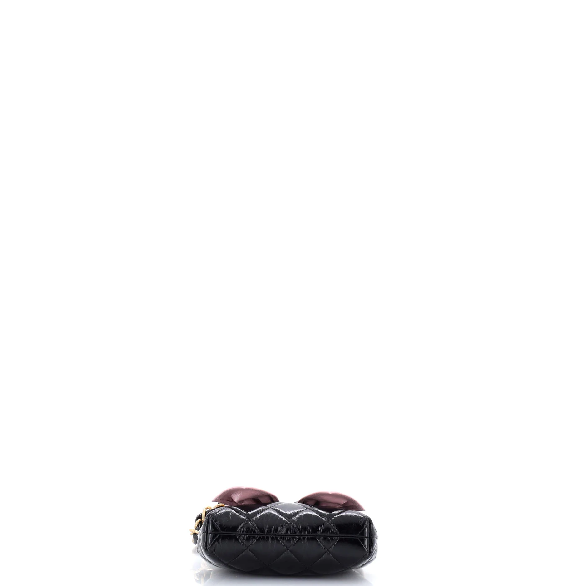 Bow Frame Clutch With Chain Quilted Patent with Lambskin Mini - Image 4