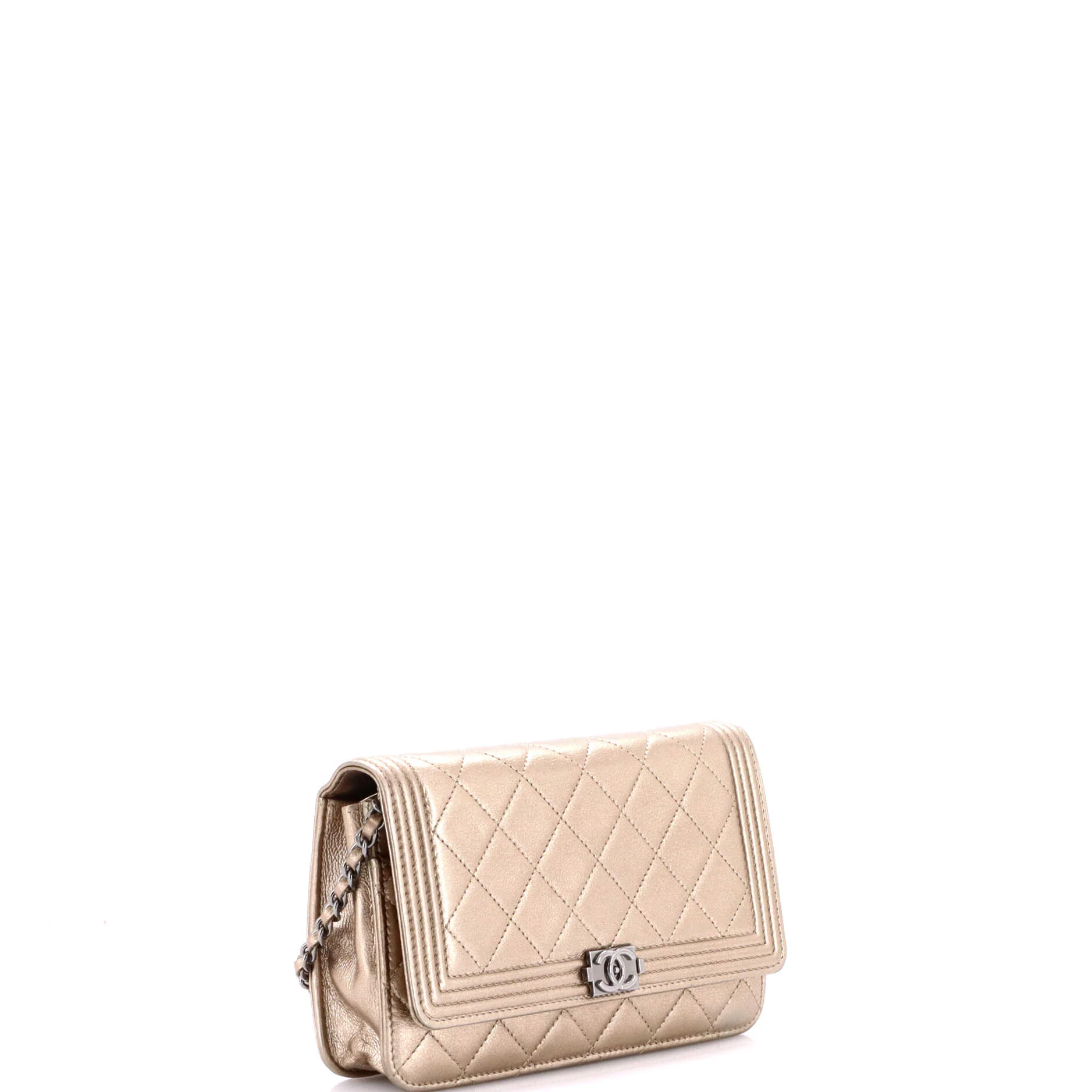 Boy Wallet on Chain Quilted Metallic Calfskin - Image 2