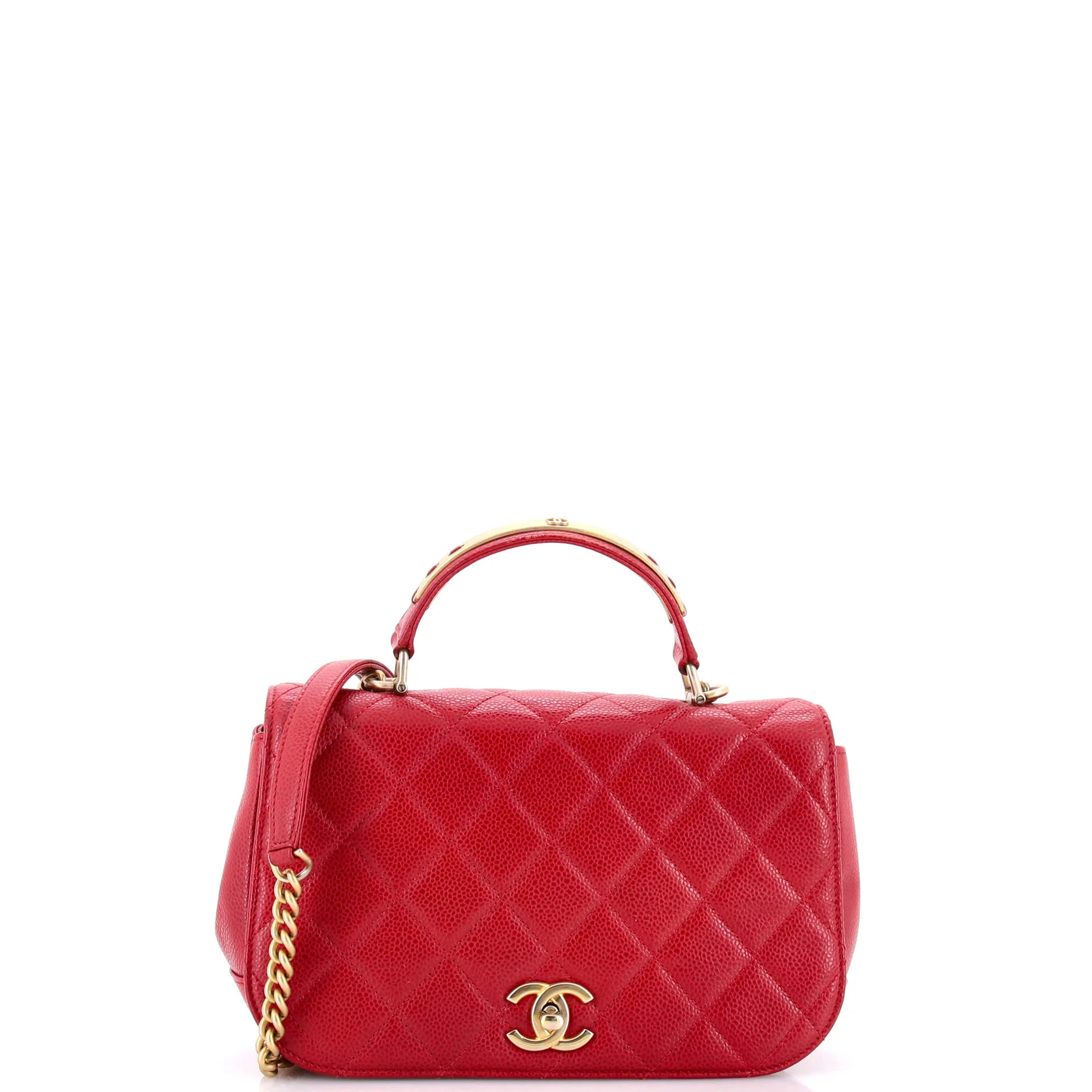 Carry Around Flap Bag Quilted Caviar Small
