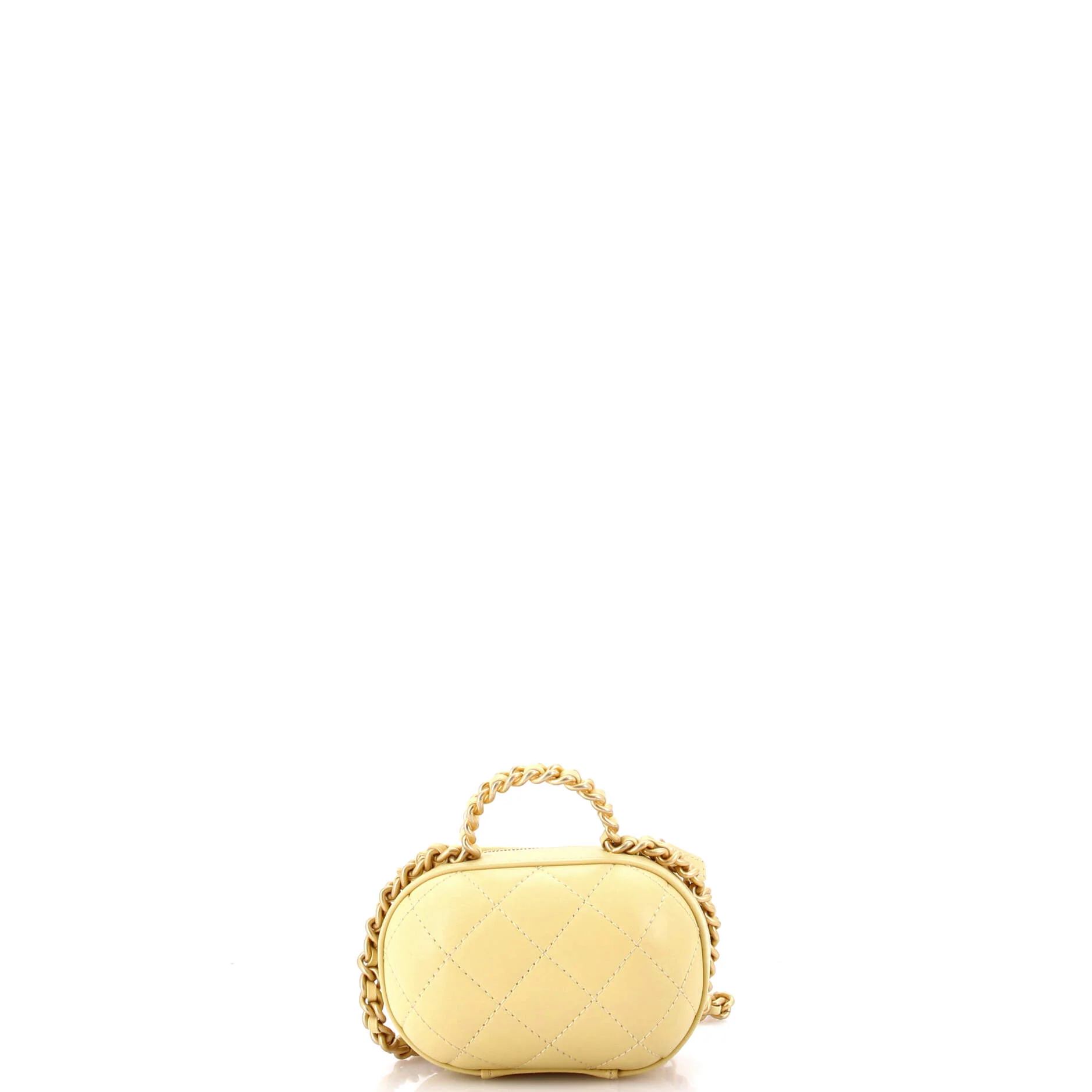 CC Bubble Top Handle Vanity Case with Chain Quilted Lambskin Mini - Image 3