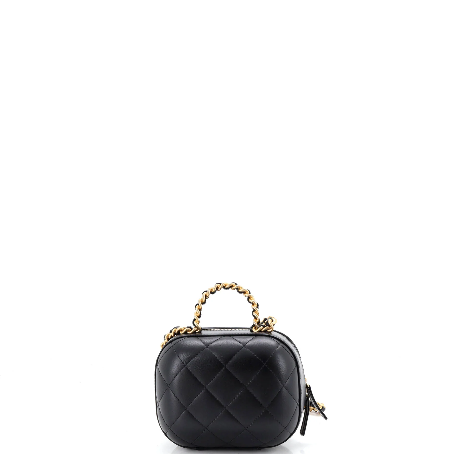 CC Bubble Top Handle Vanity Case with Chain Quilted Lambskin Small - Image 3