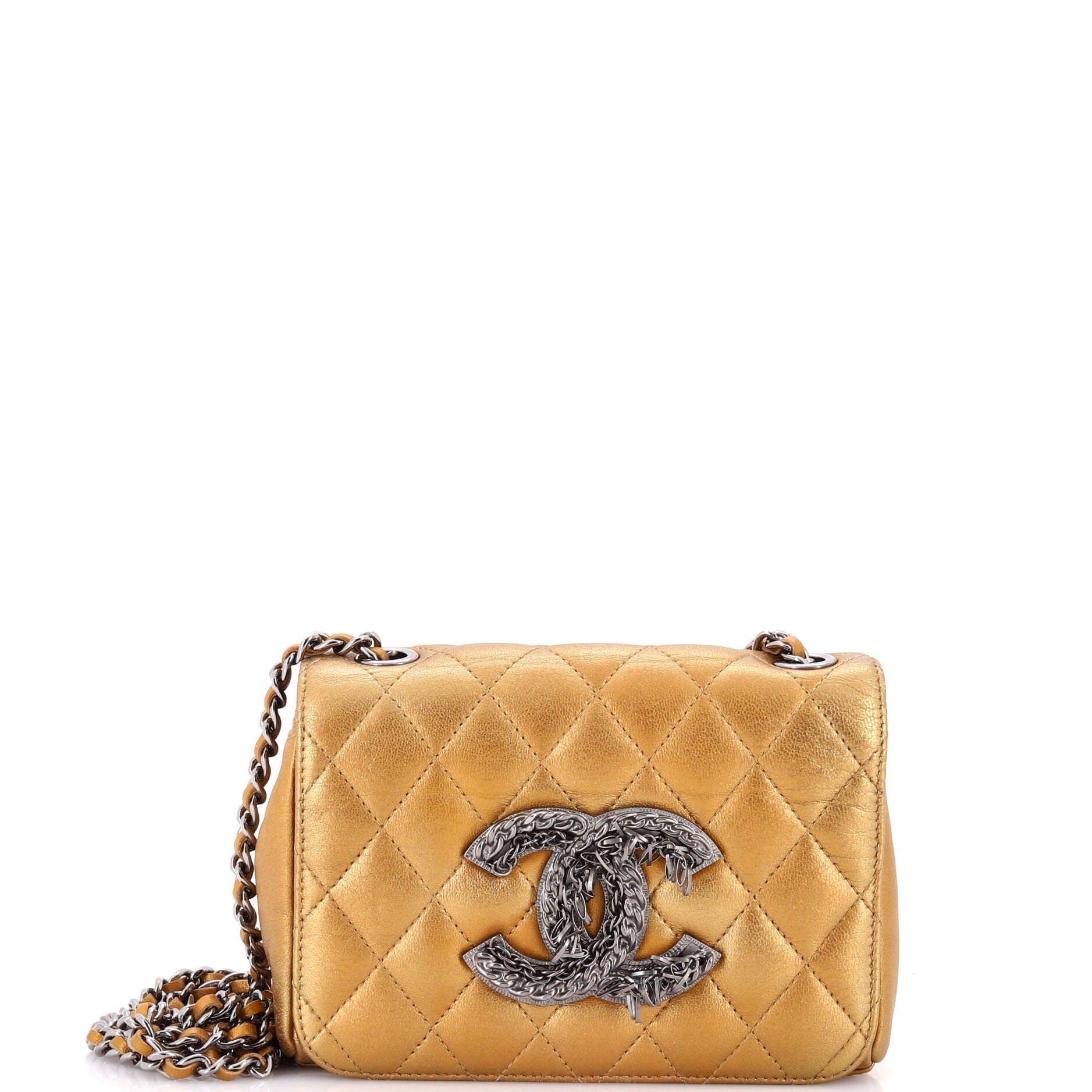 CC Chain Fringe Full Flap Bag Quilted Leather Mini