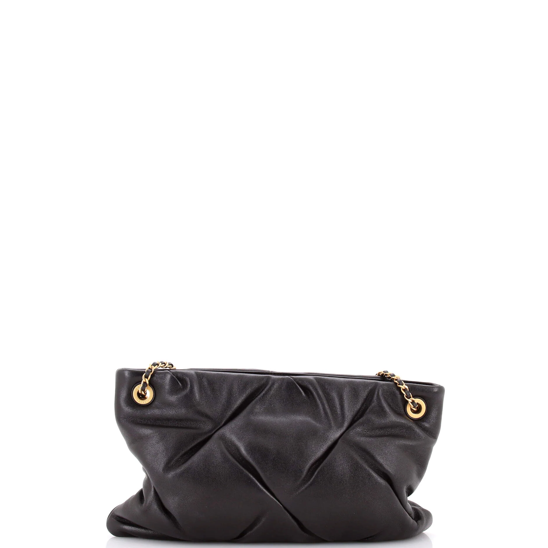 CC Chain Ruched Shoulder Bag Quilted Lambskin Large - Image 3