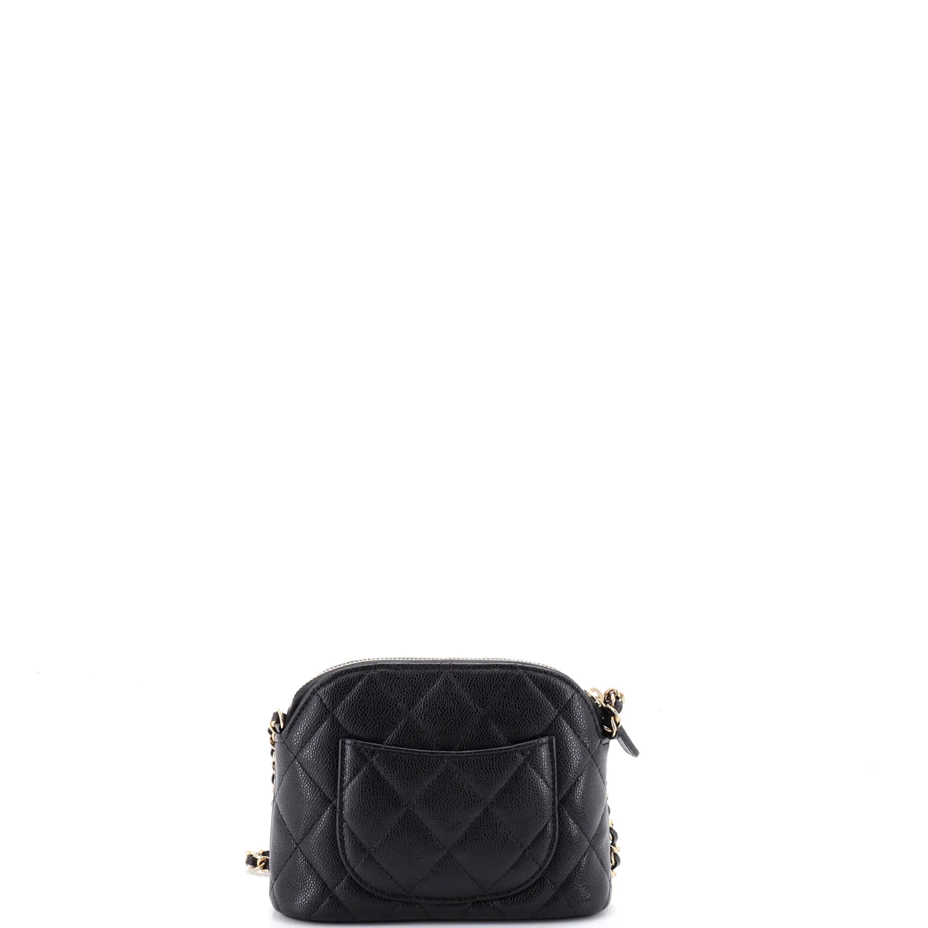 CC Dome Zip Clutch with Chain Quilted Caviar Mini - Image 3