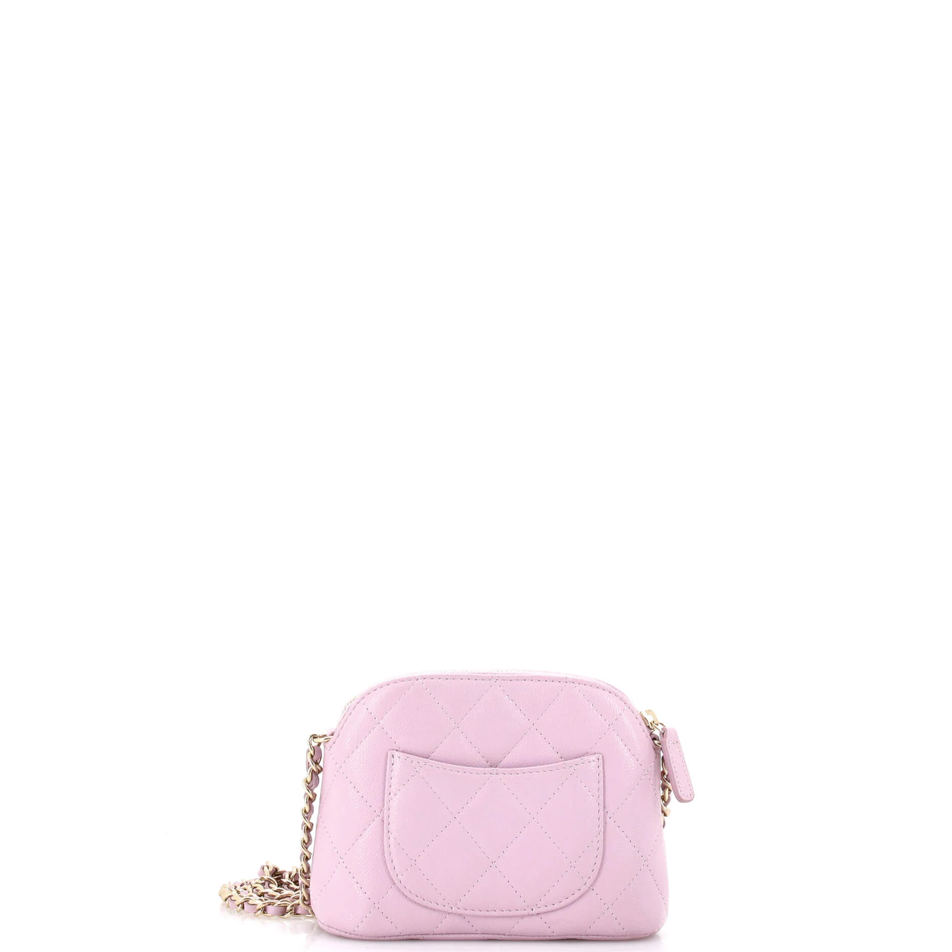 CC Dome Zip Clutch with Chain Quilted Caviar Mini - Image 3