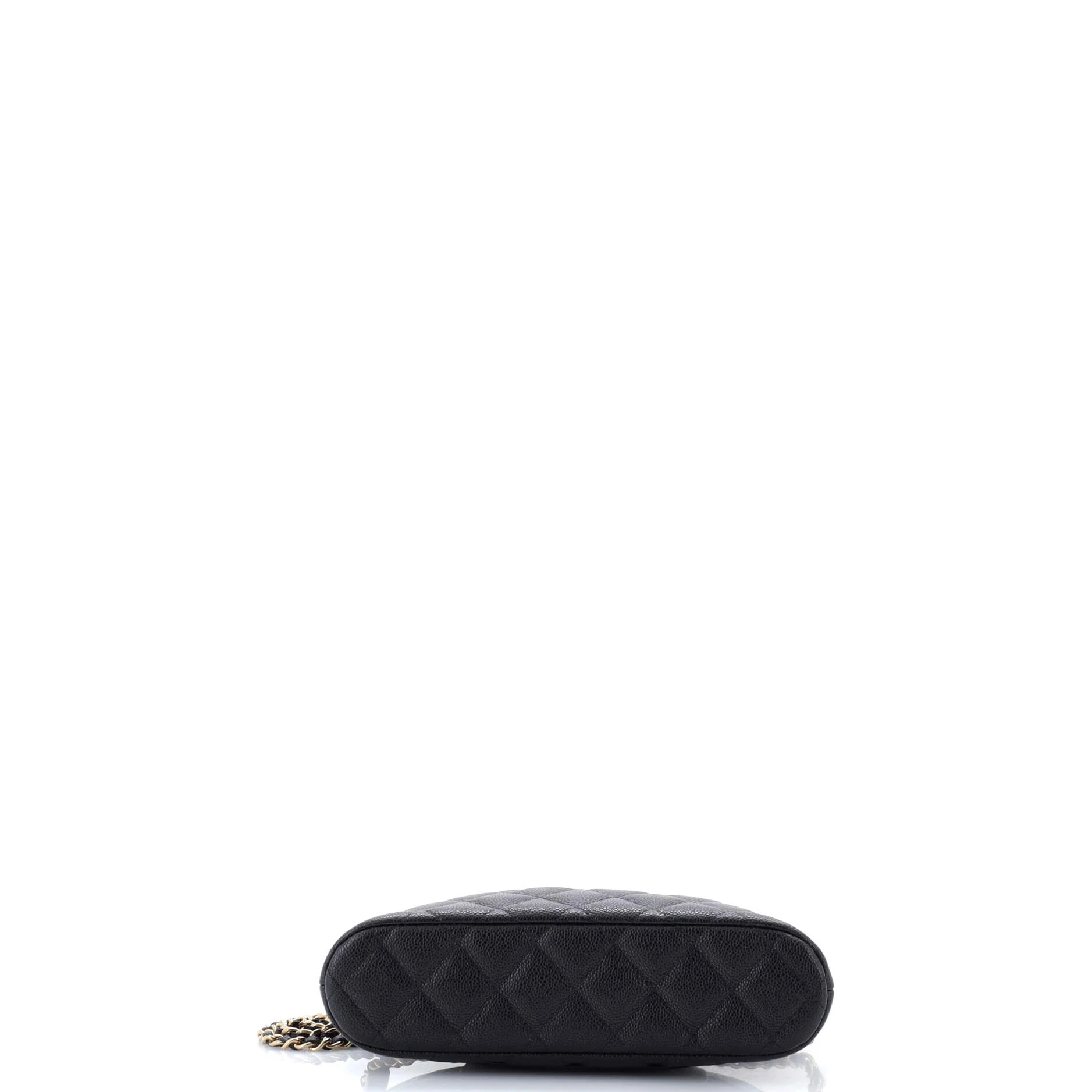 CC Dome Zip Clutch with Chain Quilted Caviar Small - Image 4