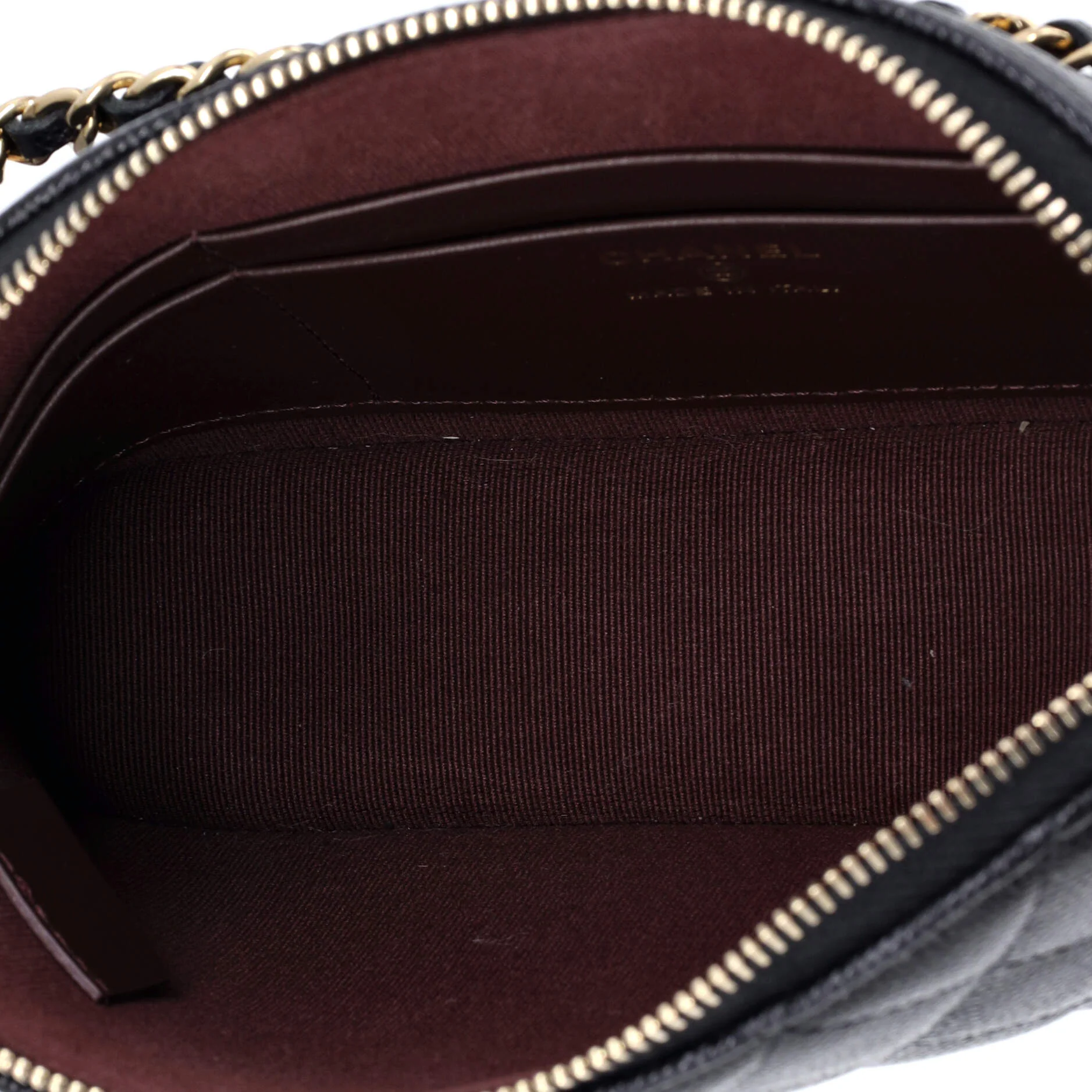 CC Dome Zip Clutch with Chain Quilted Caviar Small - Image 5