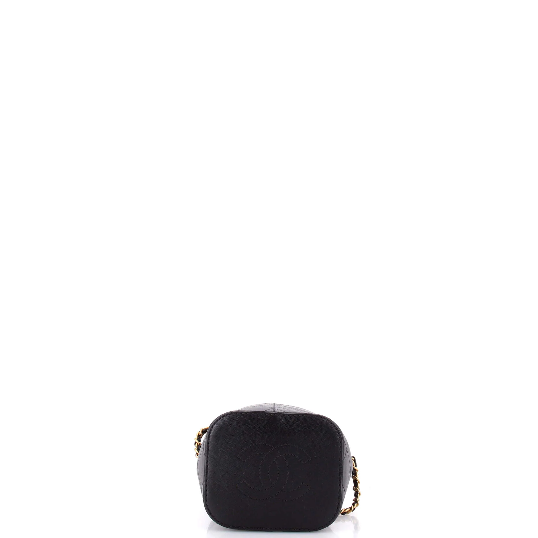 CC Drawstring Bucket Bag Quilted Caviar with Lambskin Small - Image 4