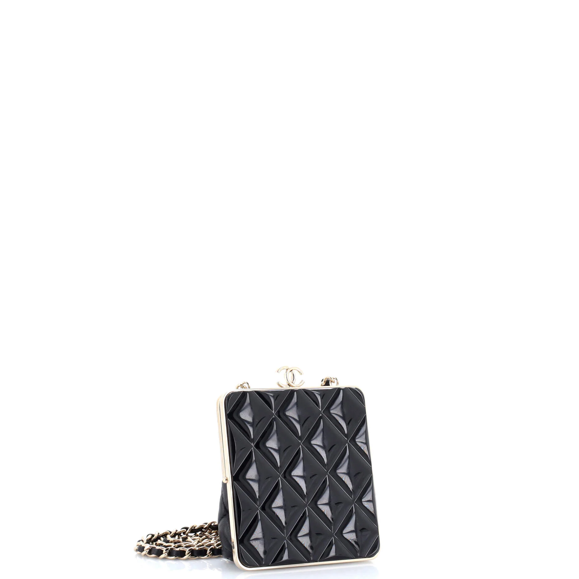 CC Frame Clutch with Chain Quilted Lambskin and Plexiglass - Image 2