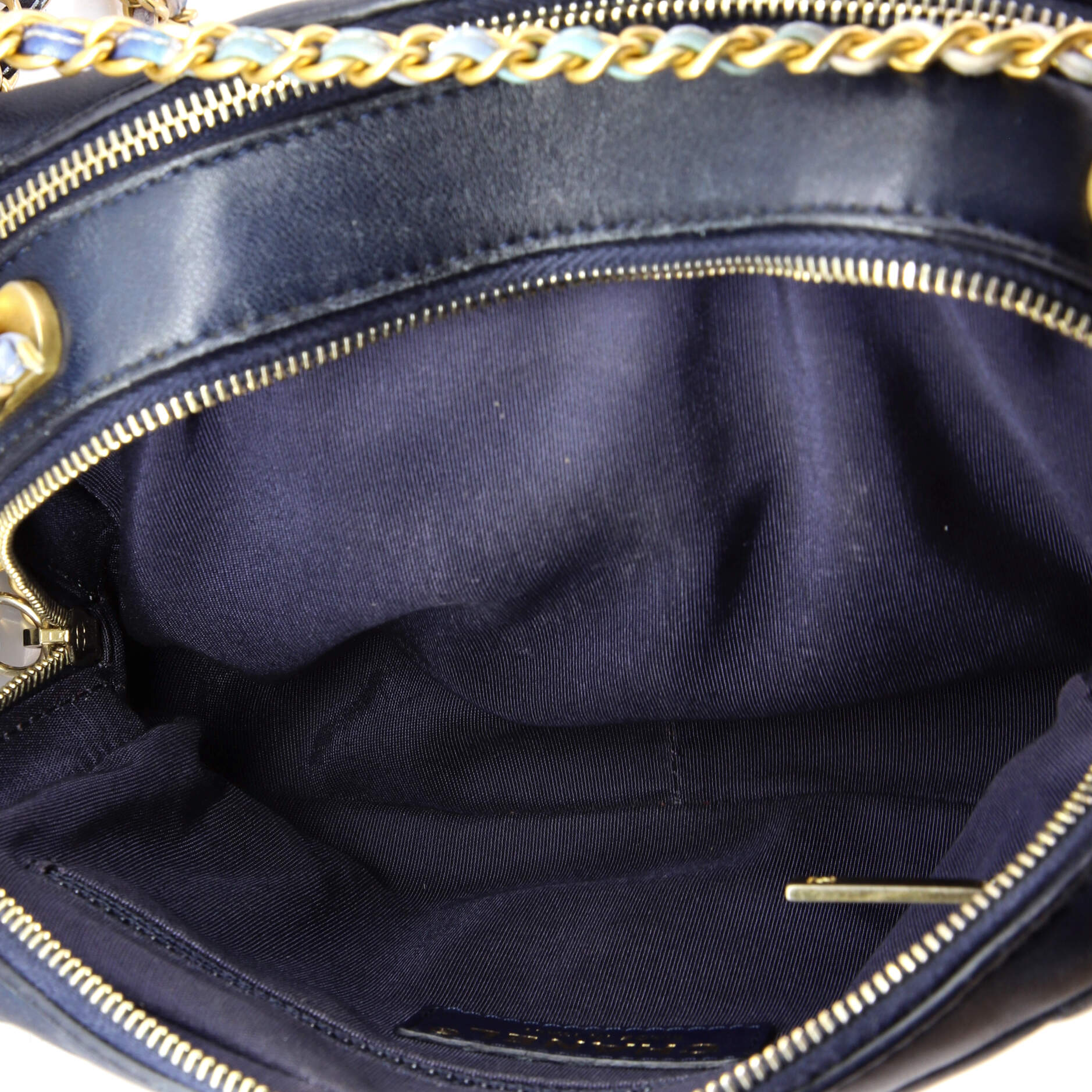 CC Front Pocket Chain Camera Bag Chevron Calfskin Small - Image 5