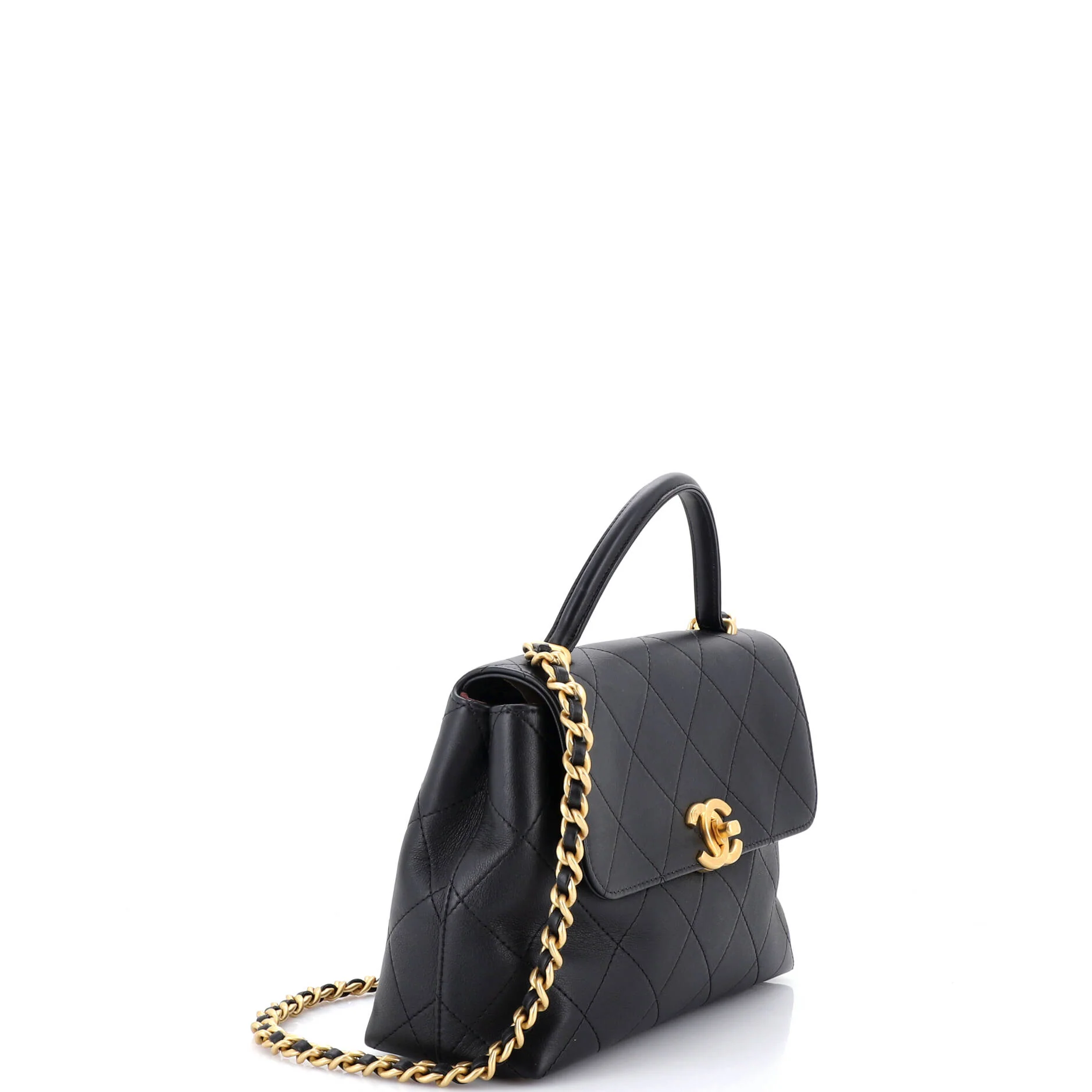 CC Top Handle Flap Bag Quilted Calfskin Large - Image 2