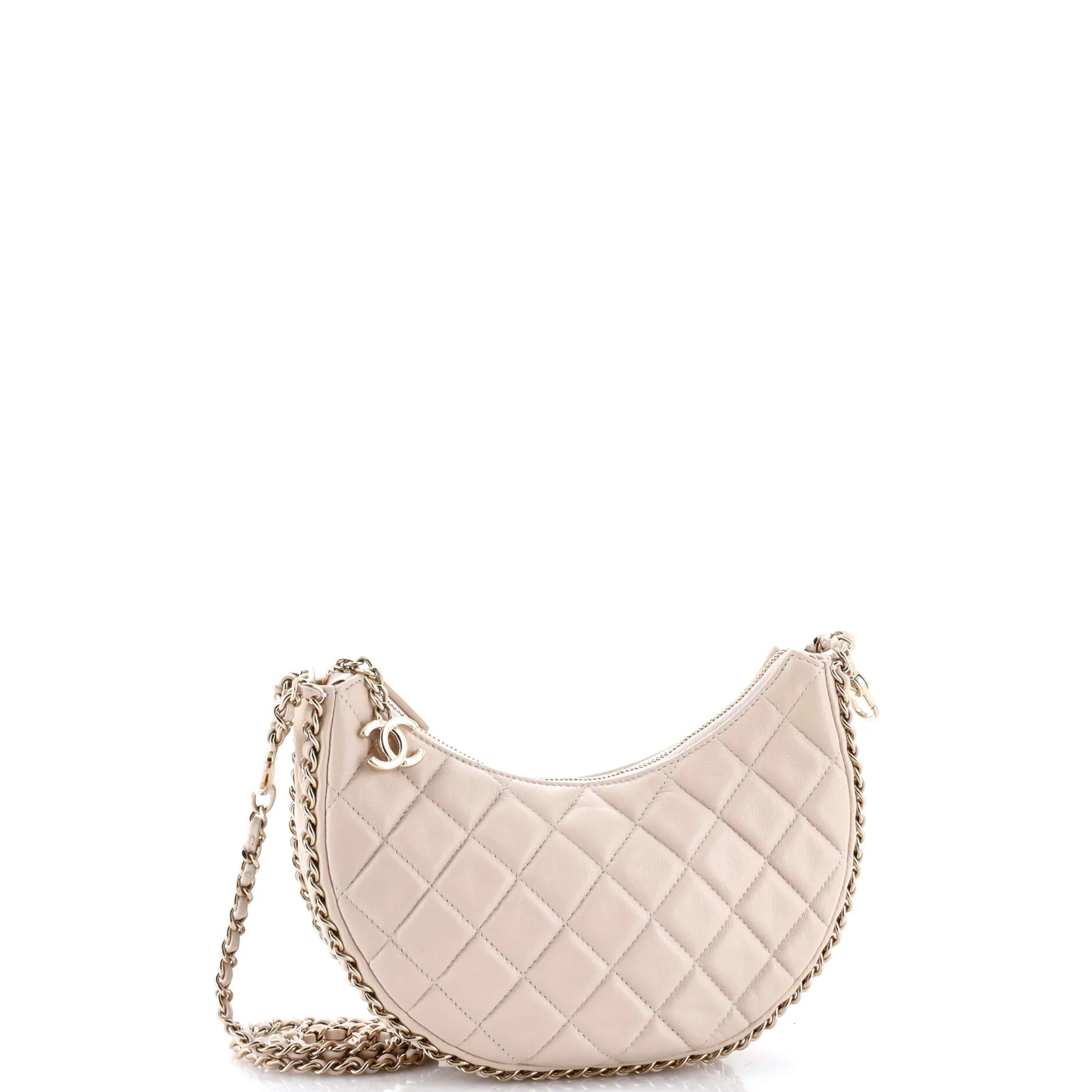 Chain Around Hook Hobo Quilted Lambskin Small - Image 2