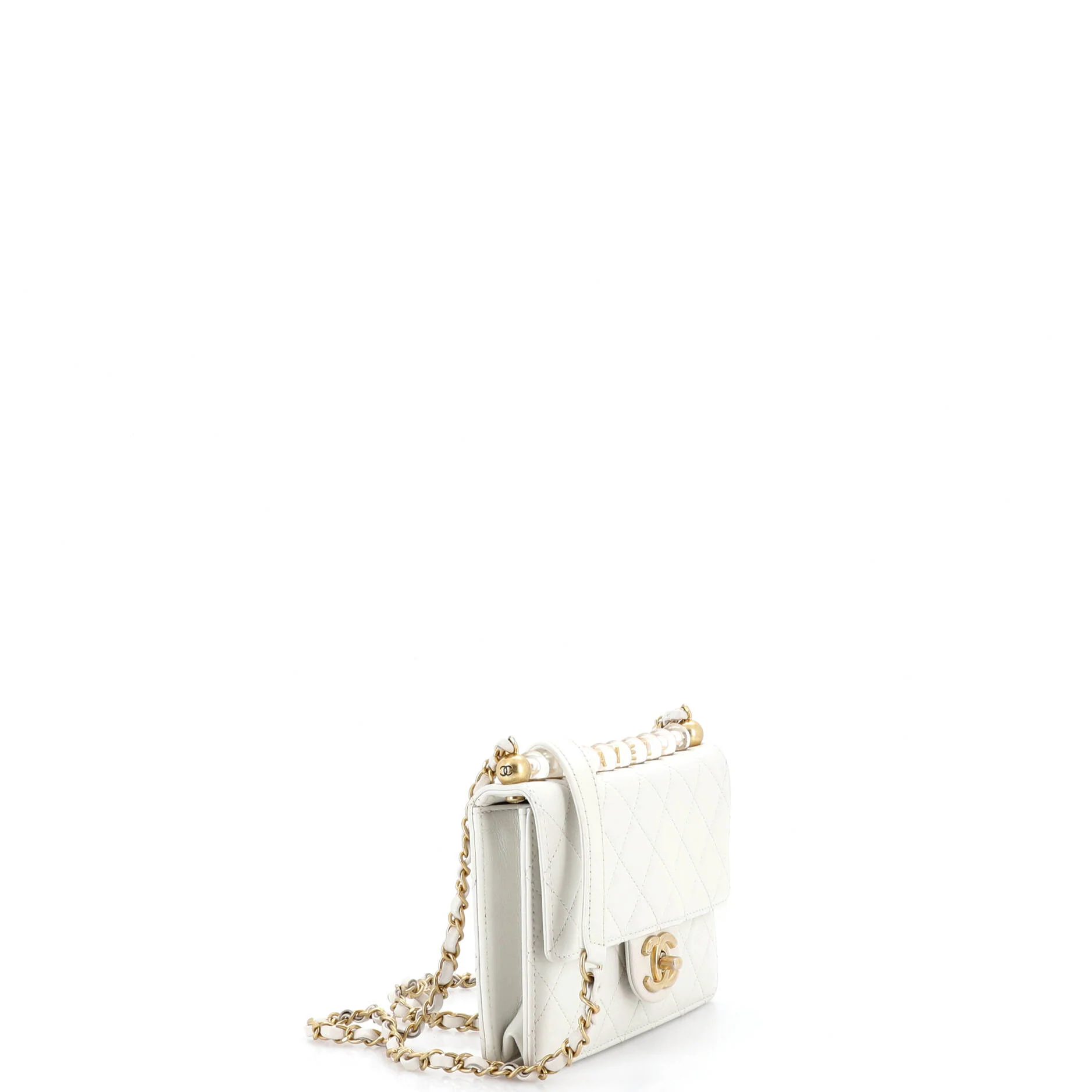 Chic Pearls Flap Bag Quilted Goatskin with Acrylic Beads Small - Image 2