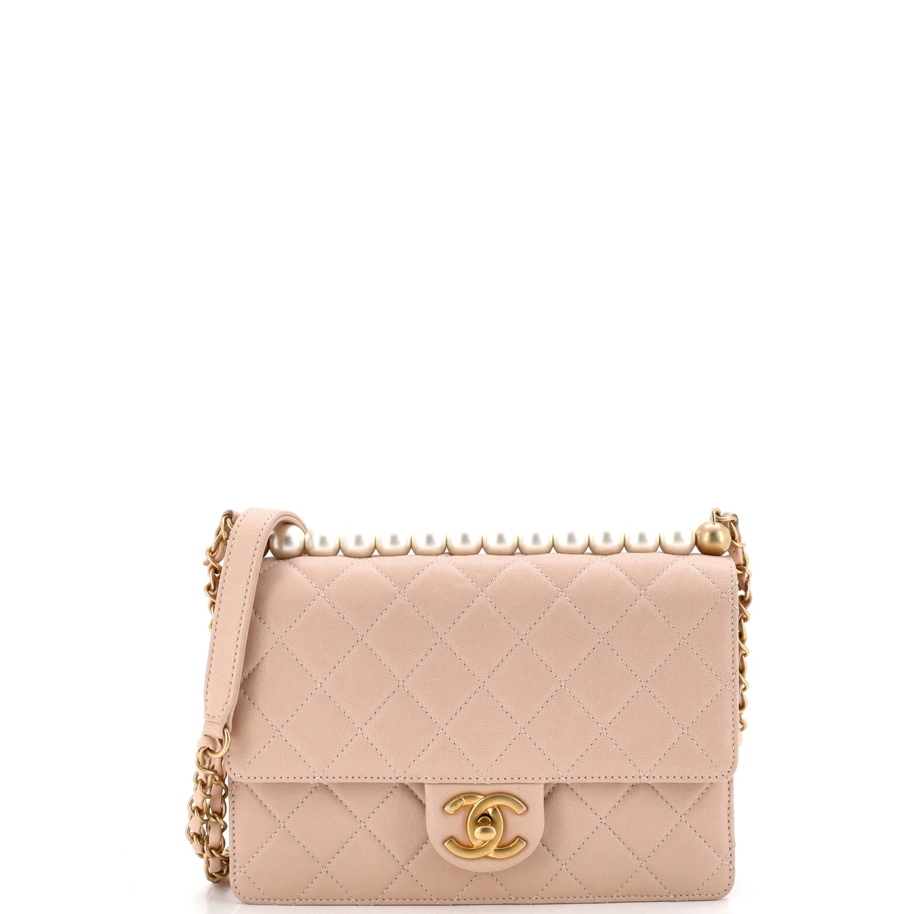 Chic Pearls Flap Bag Quilted Lambskin Small - Image 2
