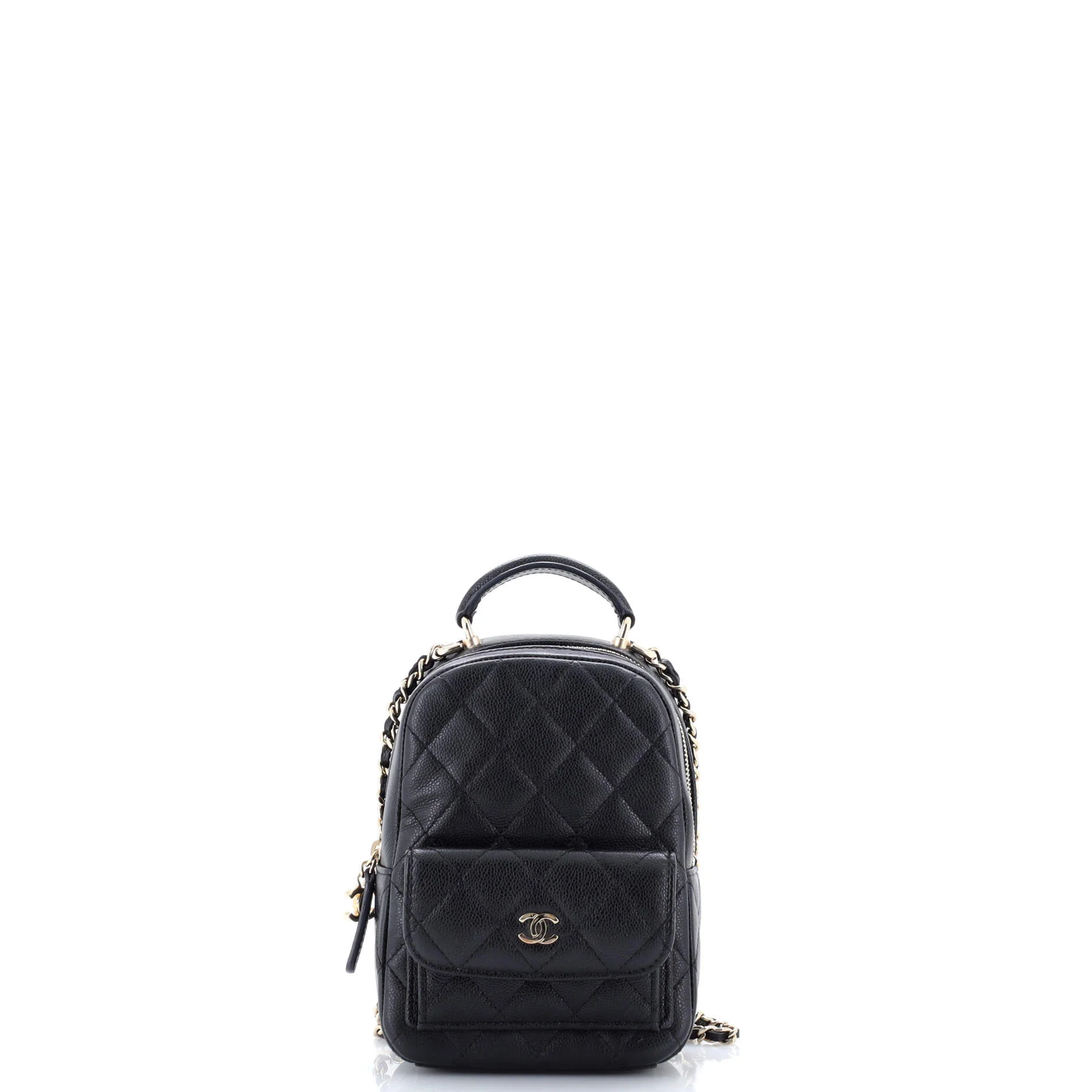 Classic CC Chain Pocket Backpack Quilted Caviar Mini