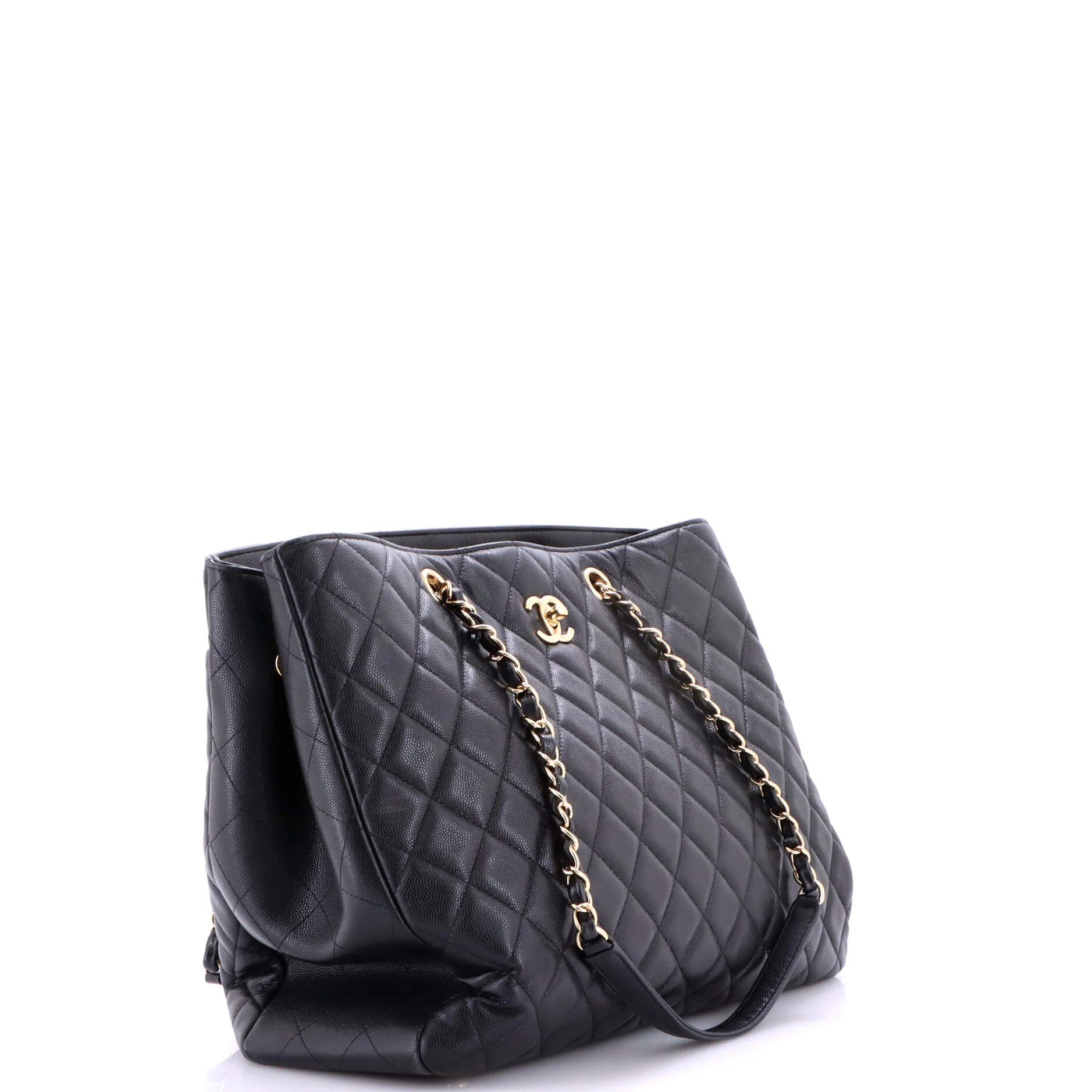 Classic CC Shopping Tote Quilted Caviar Large - Image 2