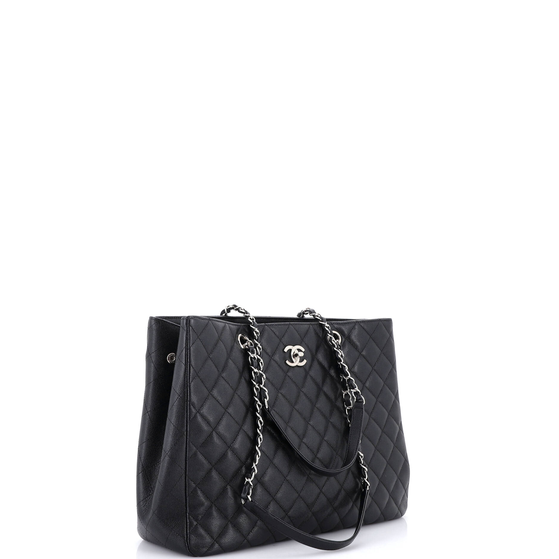 Classic CC Shopping Tote Quilted Caviar Large - Image 2
