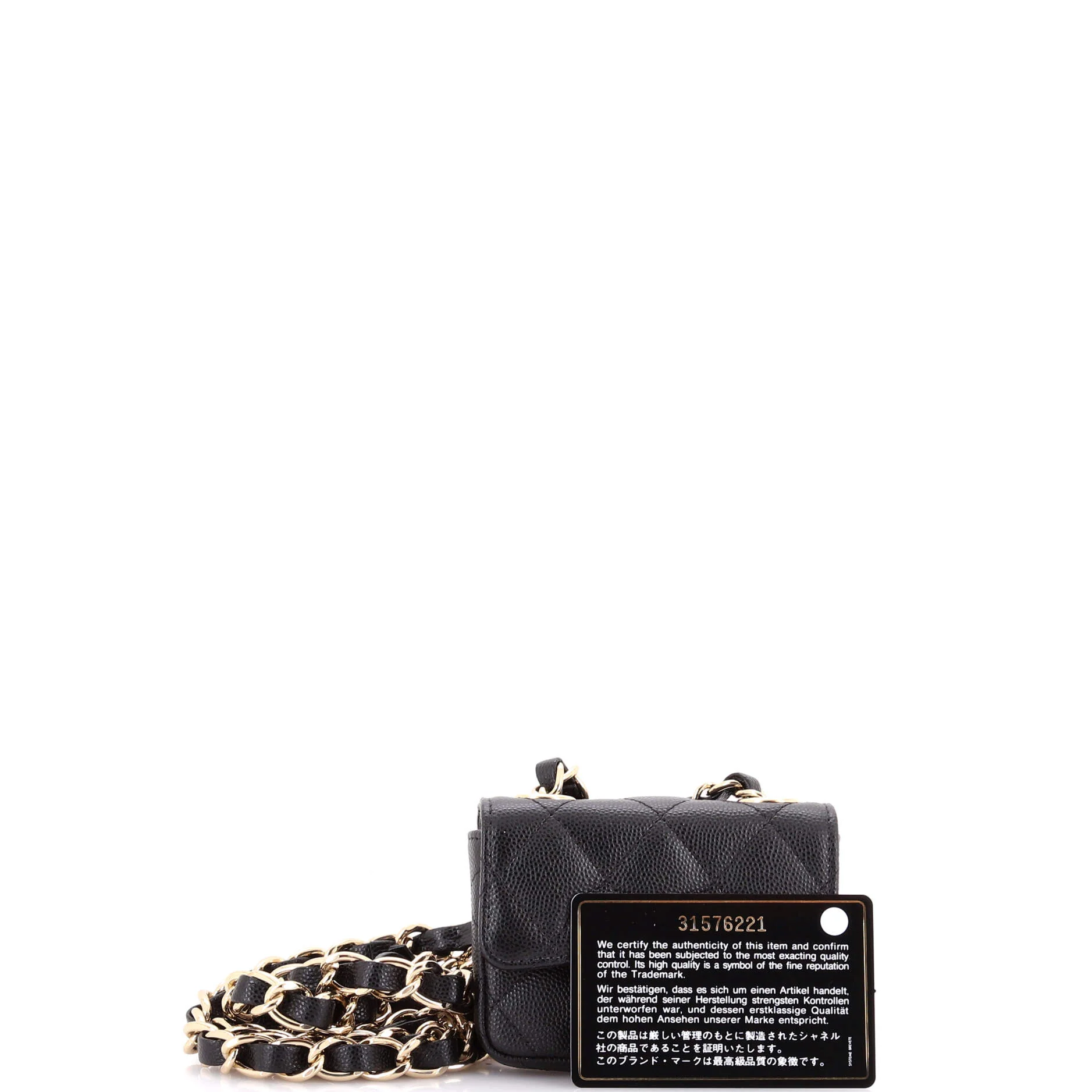 Classic Flap Charm Chain Belt Bag Quilted Caviar Mini - Image 4