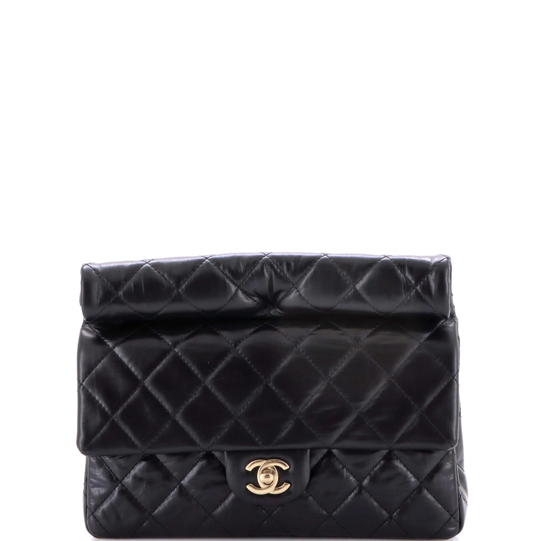 Classic Roll Clutch Quilted Crumpled Calfskin Medium