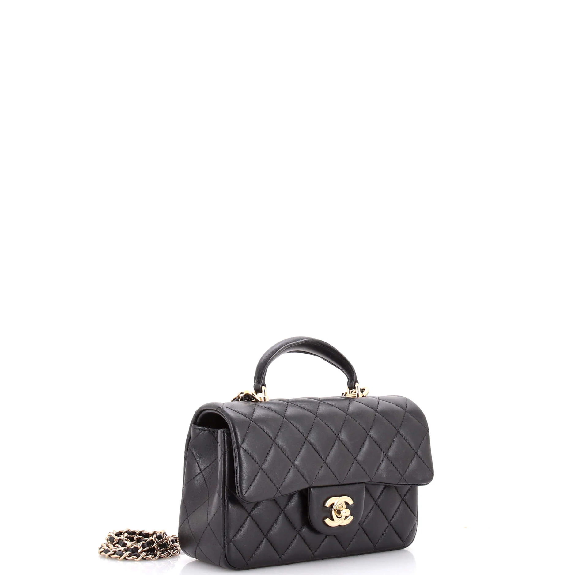 Classic Single Flap Top Handle Bag Quilted Lambskin Mini - Image 2