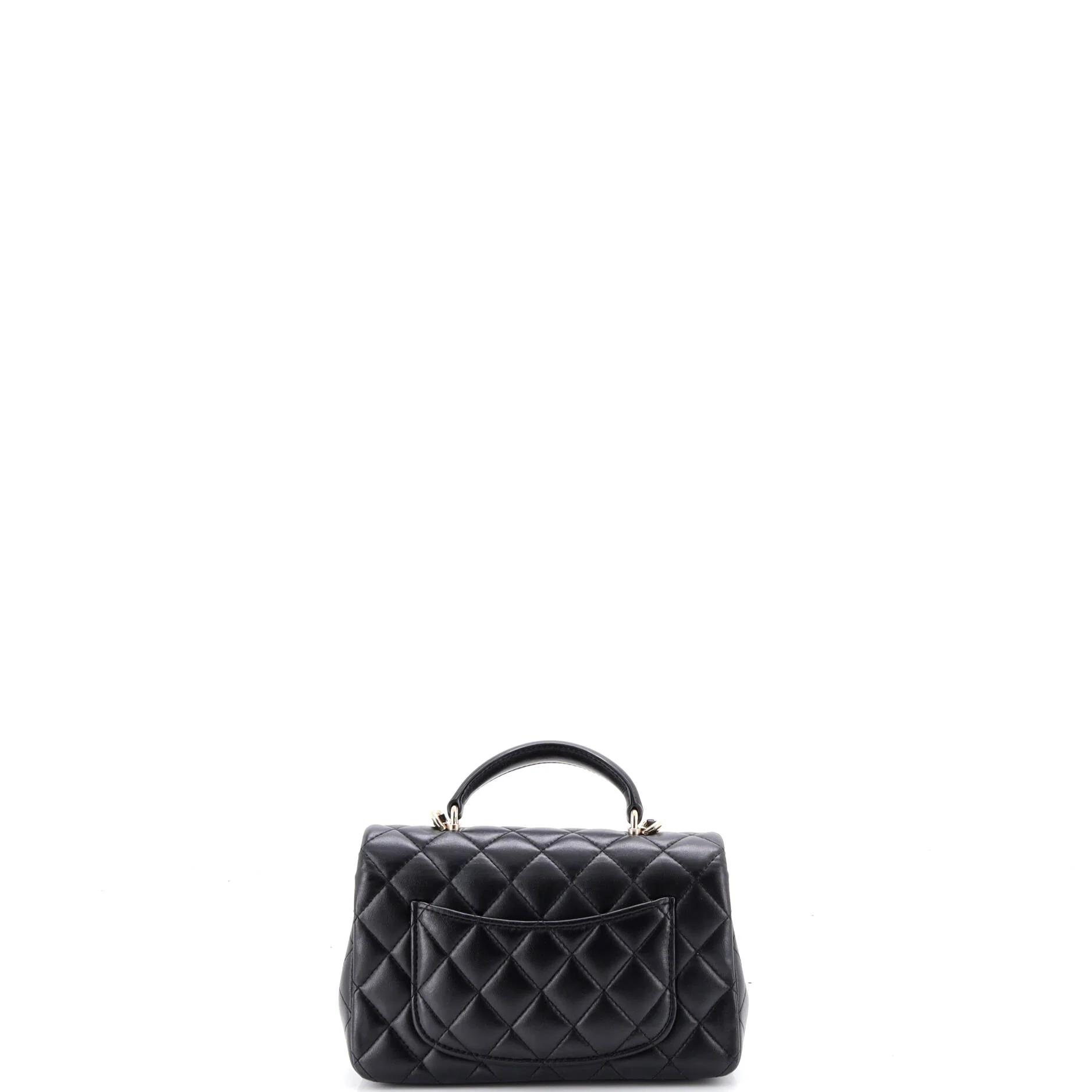 Classic Single Flap Top Handle Bag Quilted Lambskin Mini - Image 3