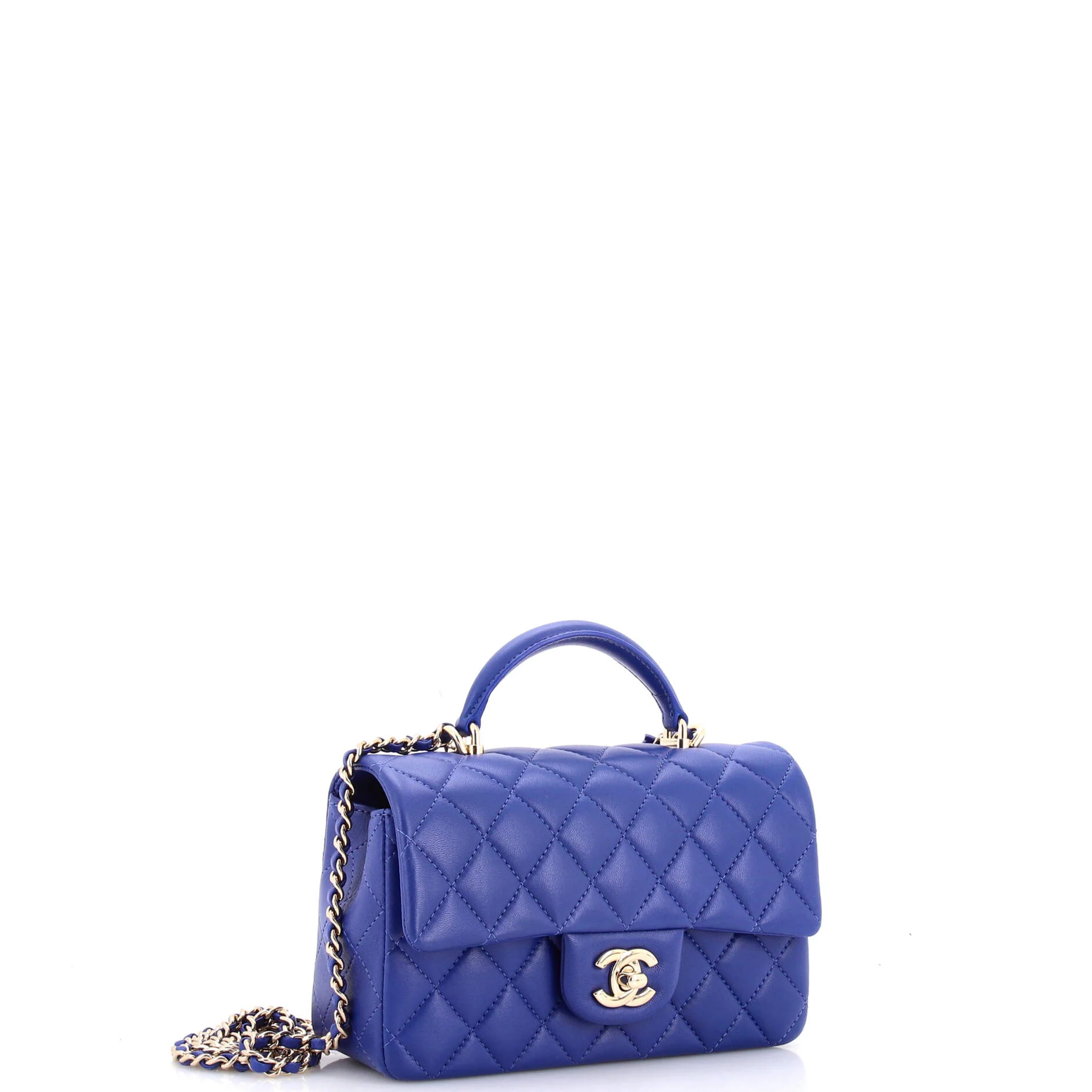 Classic Single Flap Top Handle Bag Quilted Lambskin Mini - Image 2