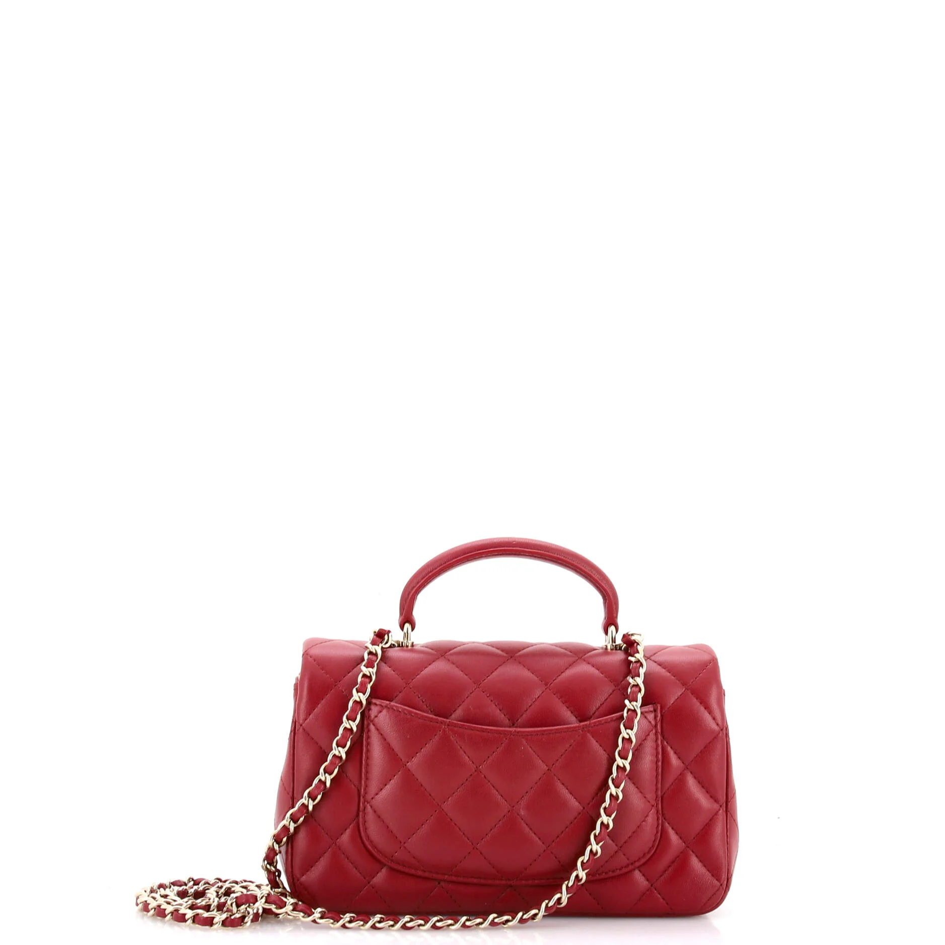 Classic Single Flap Top Handle Bag Quilted Lambskin Mini - Image 3