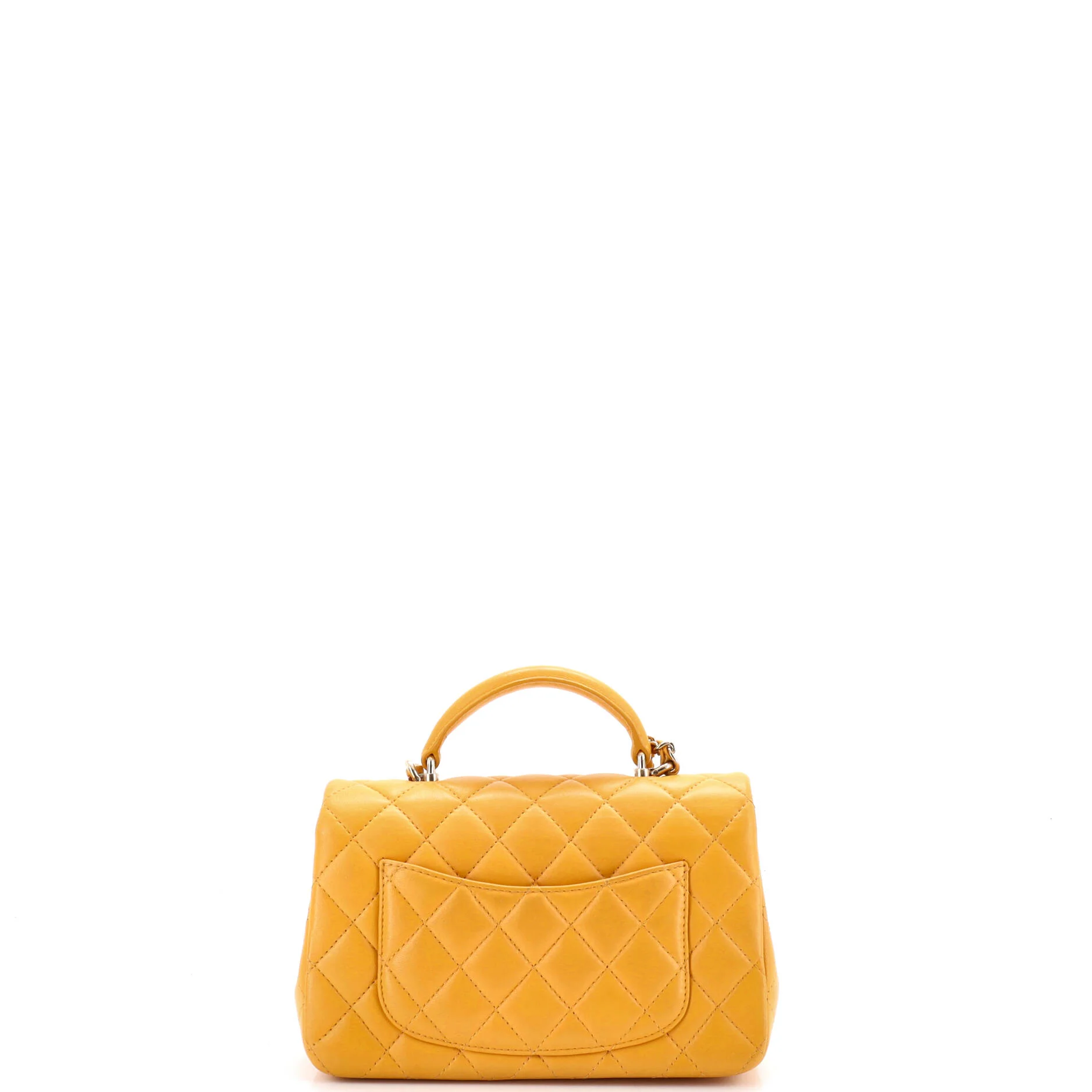 Classic Single Flap Top Handle Bag Quilted Lambskin Mini - Image 3