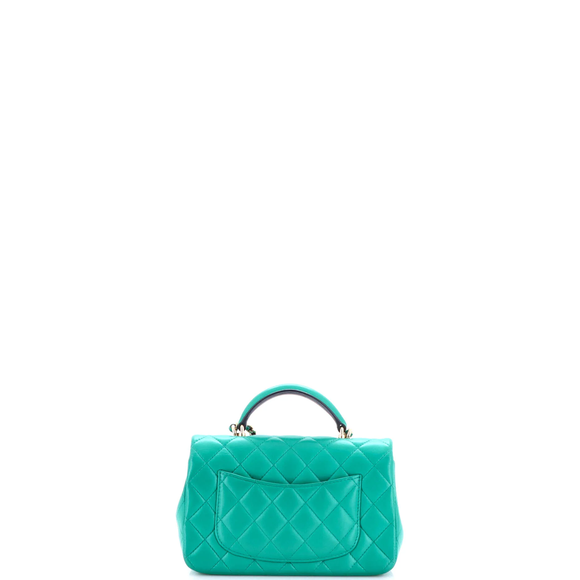Classic Single Flap Top Handle Bag Quilted Lambskin Mini - Image 3