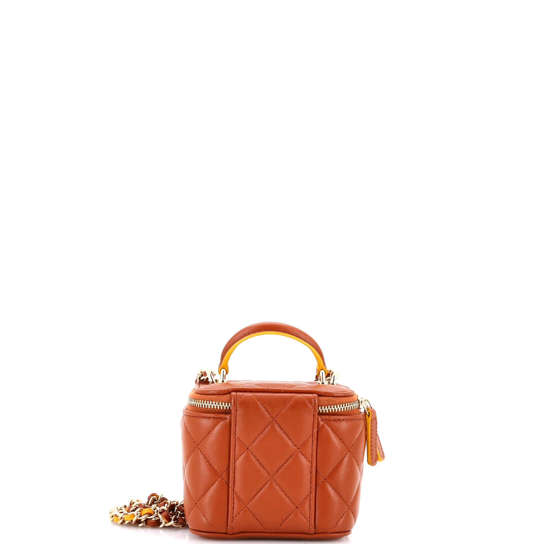 Classic Top Handle Vanity Case with Chain Quilted Lambskin Mini - Image 3