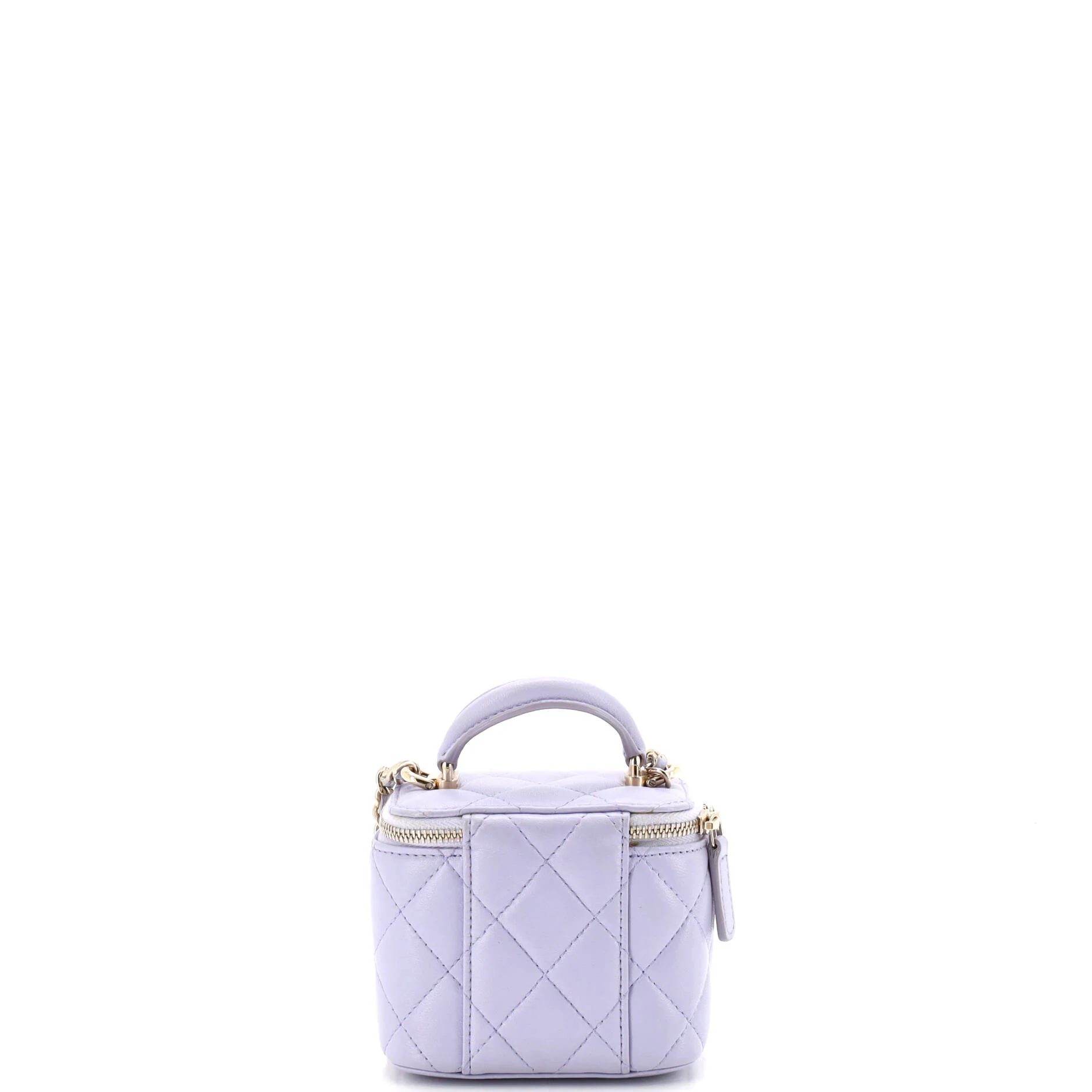 Classic Top Handle Vanity Case with Chain Quilted Lambskin Mini - Image 4
