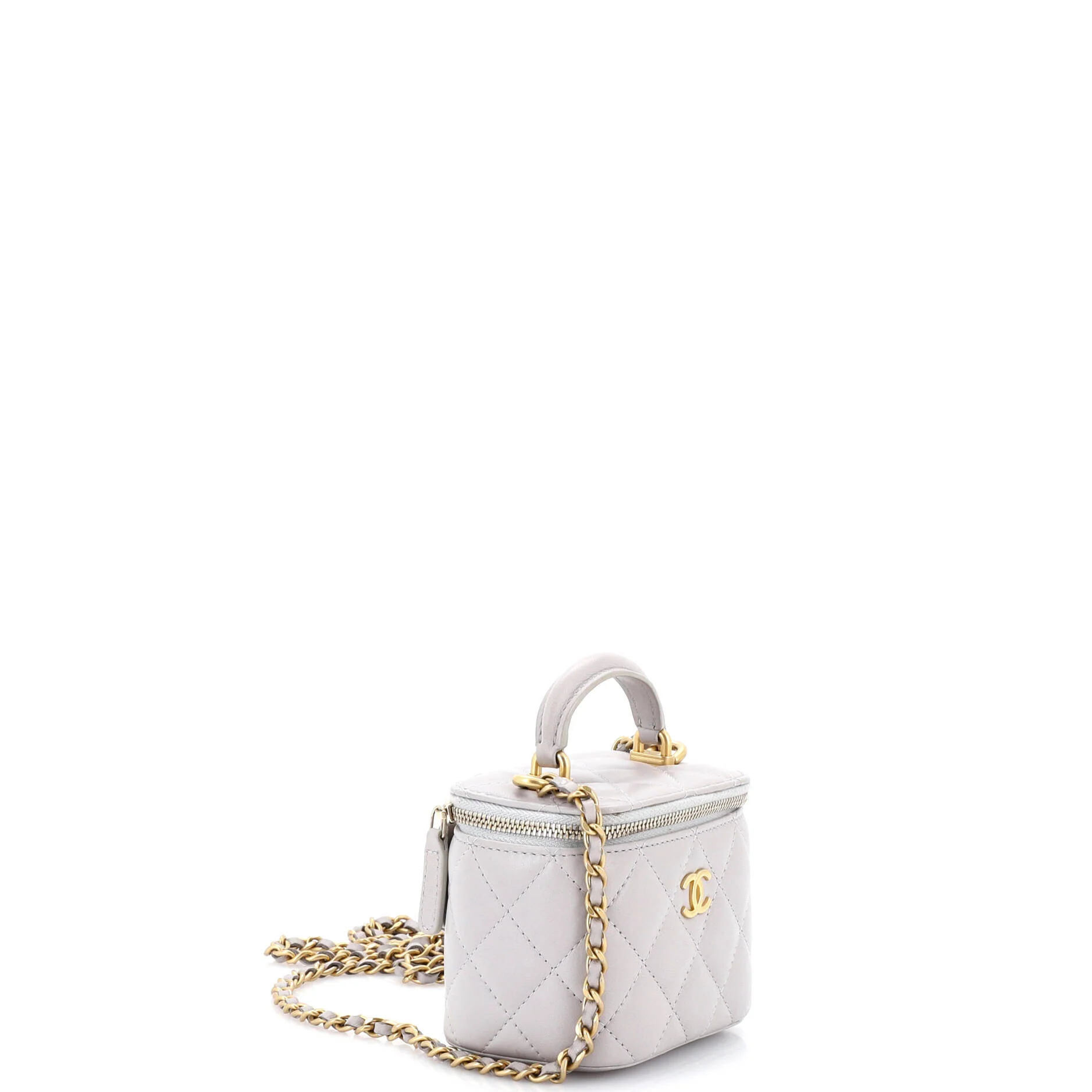 Classic Top Handle Vanity Case with Chain Quilted Lambskin Mini - Image 2
