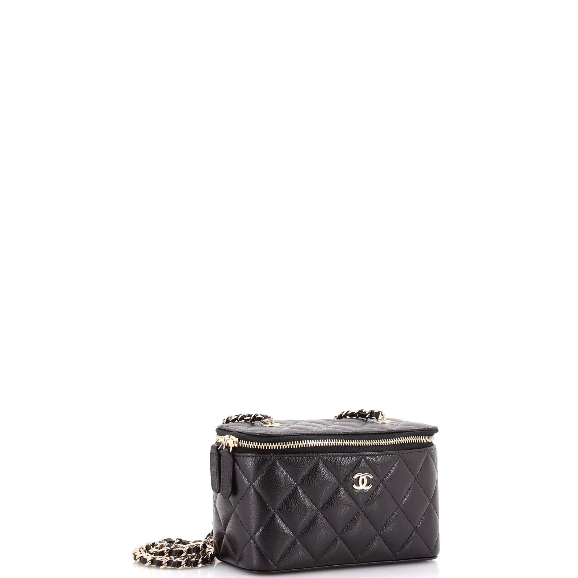 Classic Vanity Case with Chain Quilted Caviar Small - Image 2