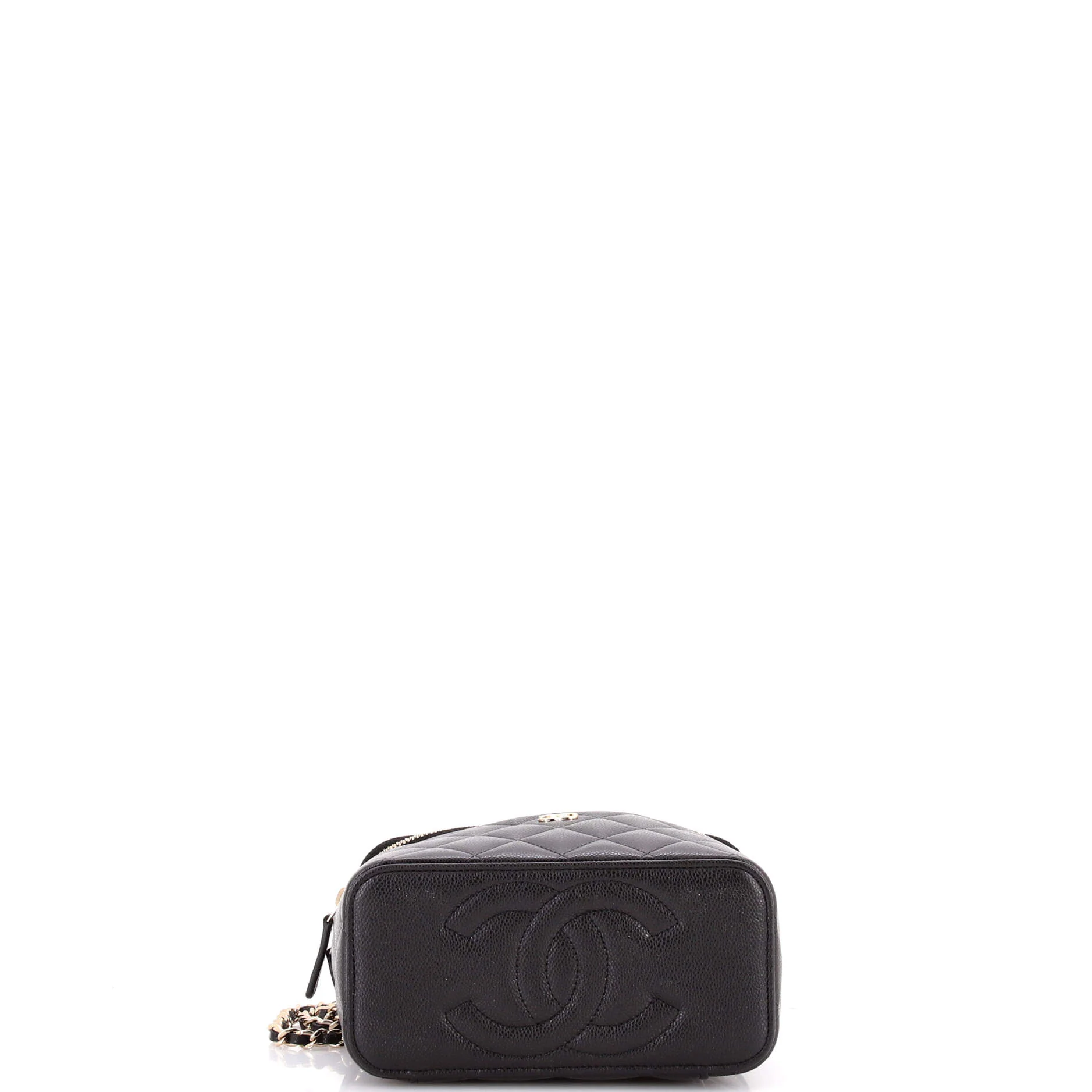 Classic Vanity Case with Chain Quilted Caviar Small - Image 4