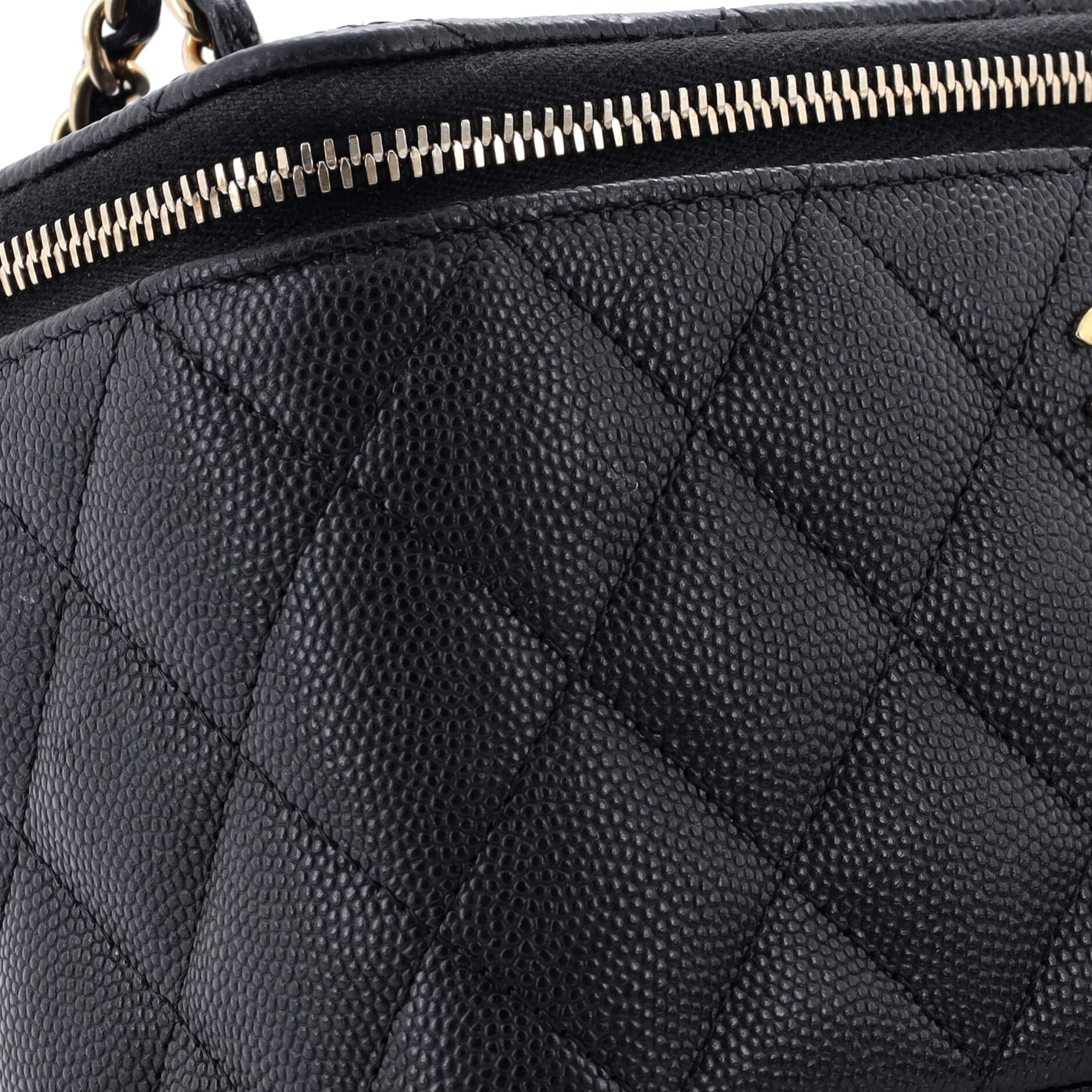 Classic Vanity Case with Chain Quilted Caviar Small - Image 7
